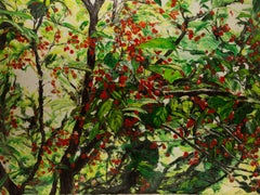 Ning Yu Landscape Original Oil On Canvas "Cherry Tree"