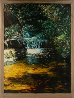 Paisaje Ning Yu Óleo original sobre lienzo "Agua de manantial borboteante"