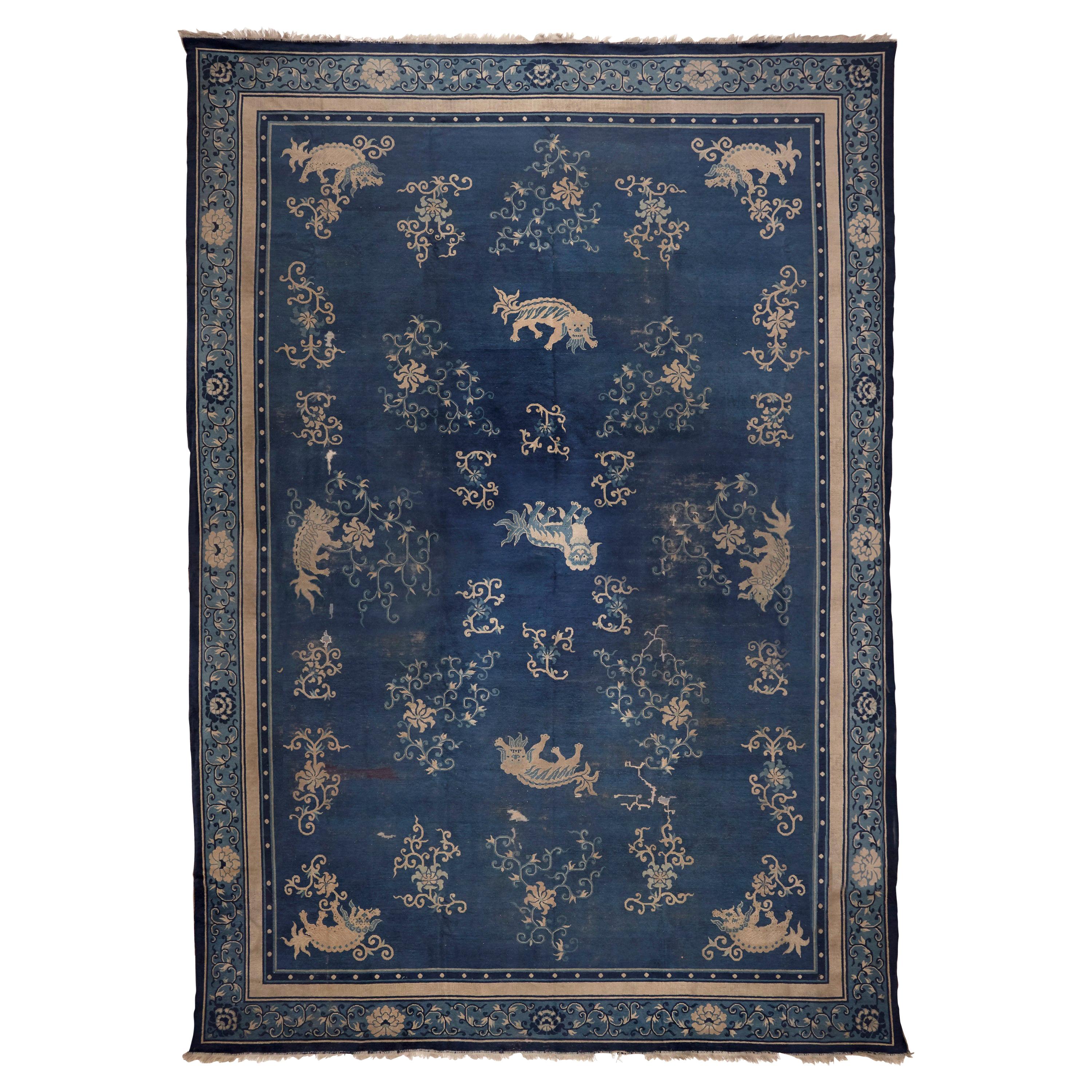 Ningshia, Chinese Export, Hand Knotted Wool, Antique Rug, circa 1920