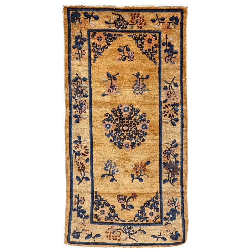 Ningshia Chinese Export Hand Knotted Wool Antique Rug, circa 1900 For Sale 14