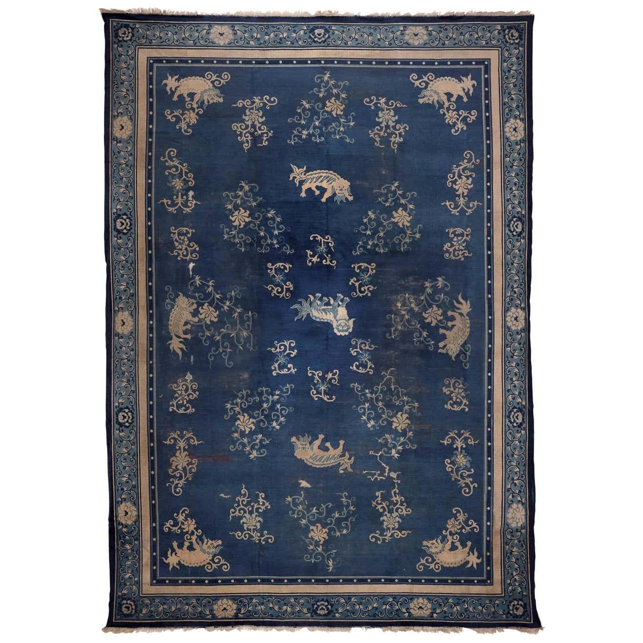 Ningshia, Chinese Export, Hand Knotted Wool, Antique Rug, circa 1920 For Sale 16