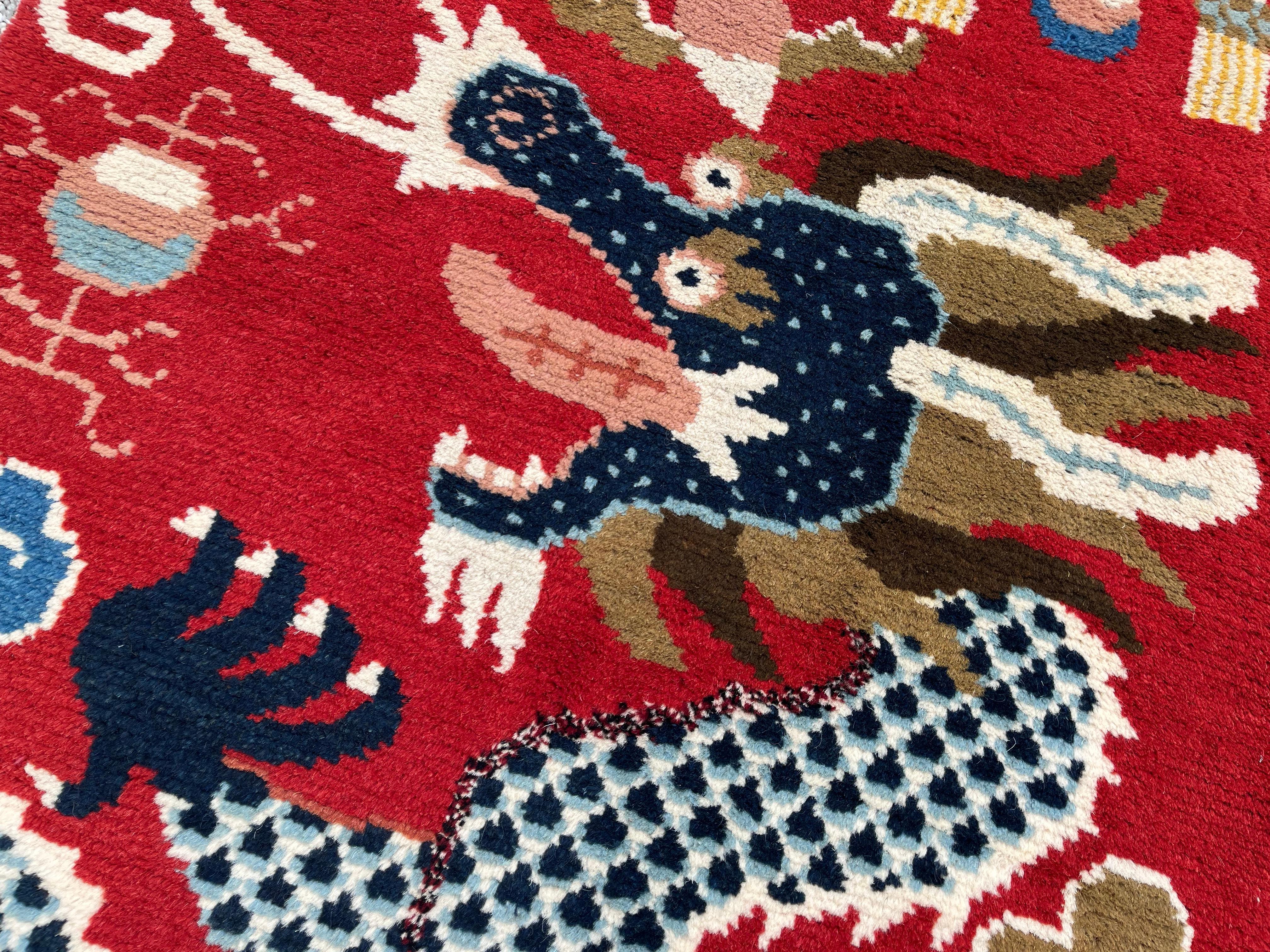 Ningxia, Dragon Rug Five Claws, 19th Century For Sale 3
