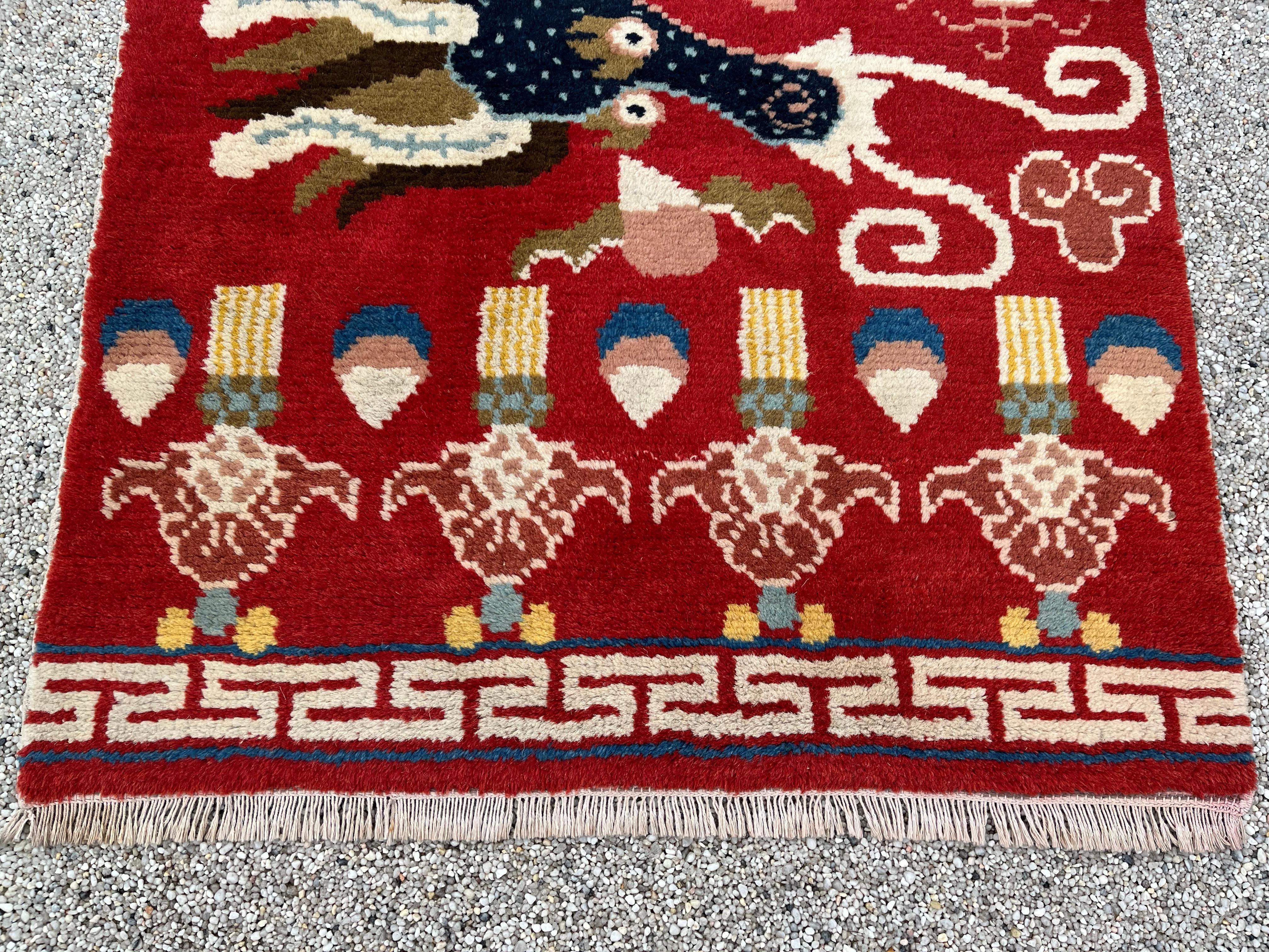 Ningxia, Dragon Rug Five Claws, 19th Century For Sale 8