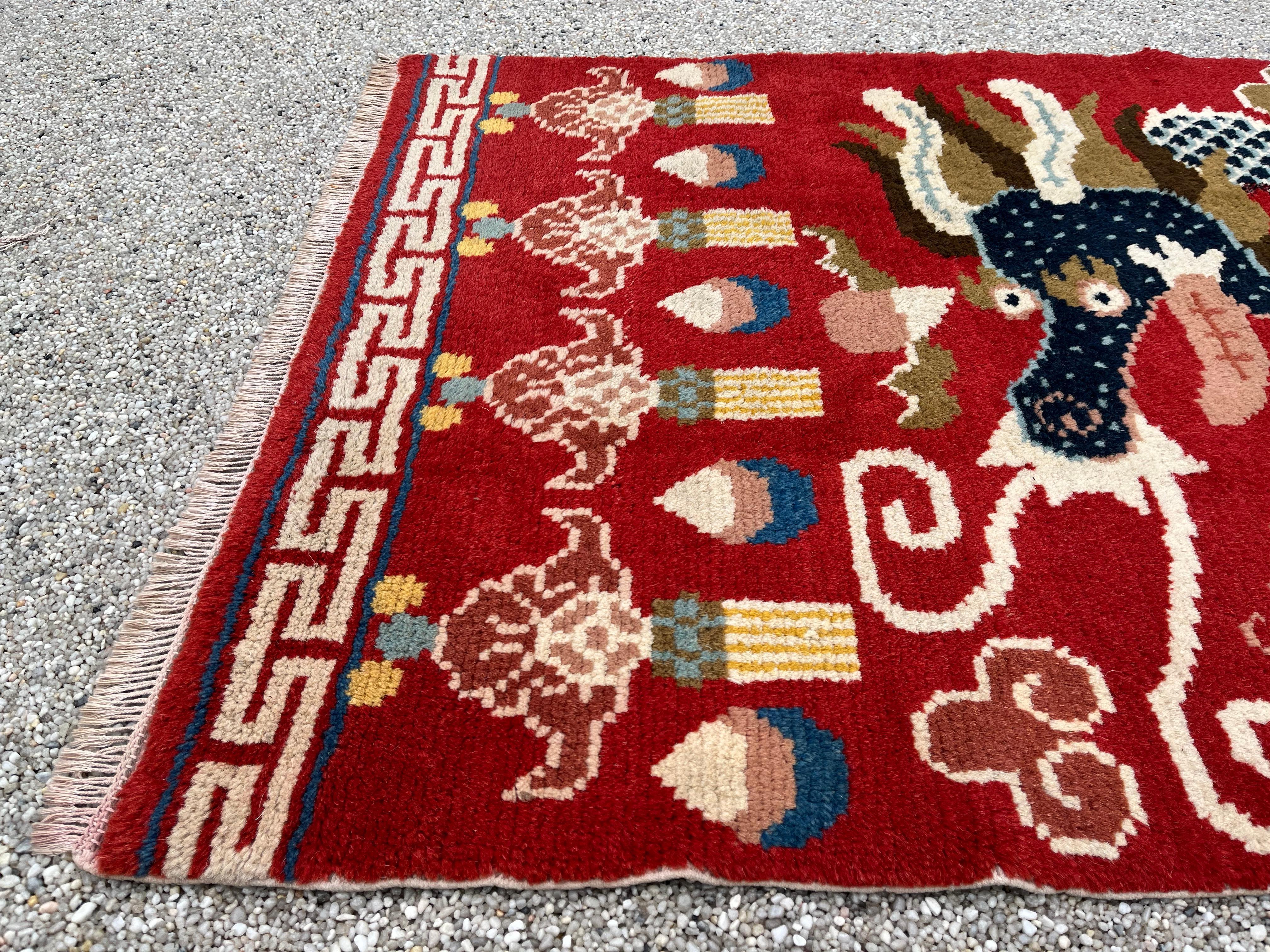 Hand-Woven Ningxia, Dragon Rug Five Claws, 19th Century For Sale