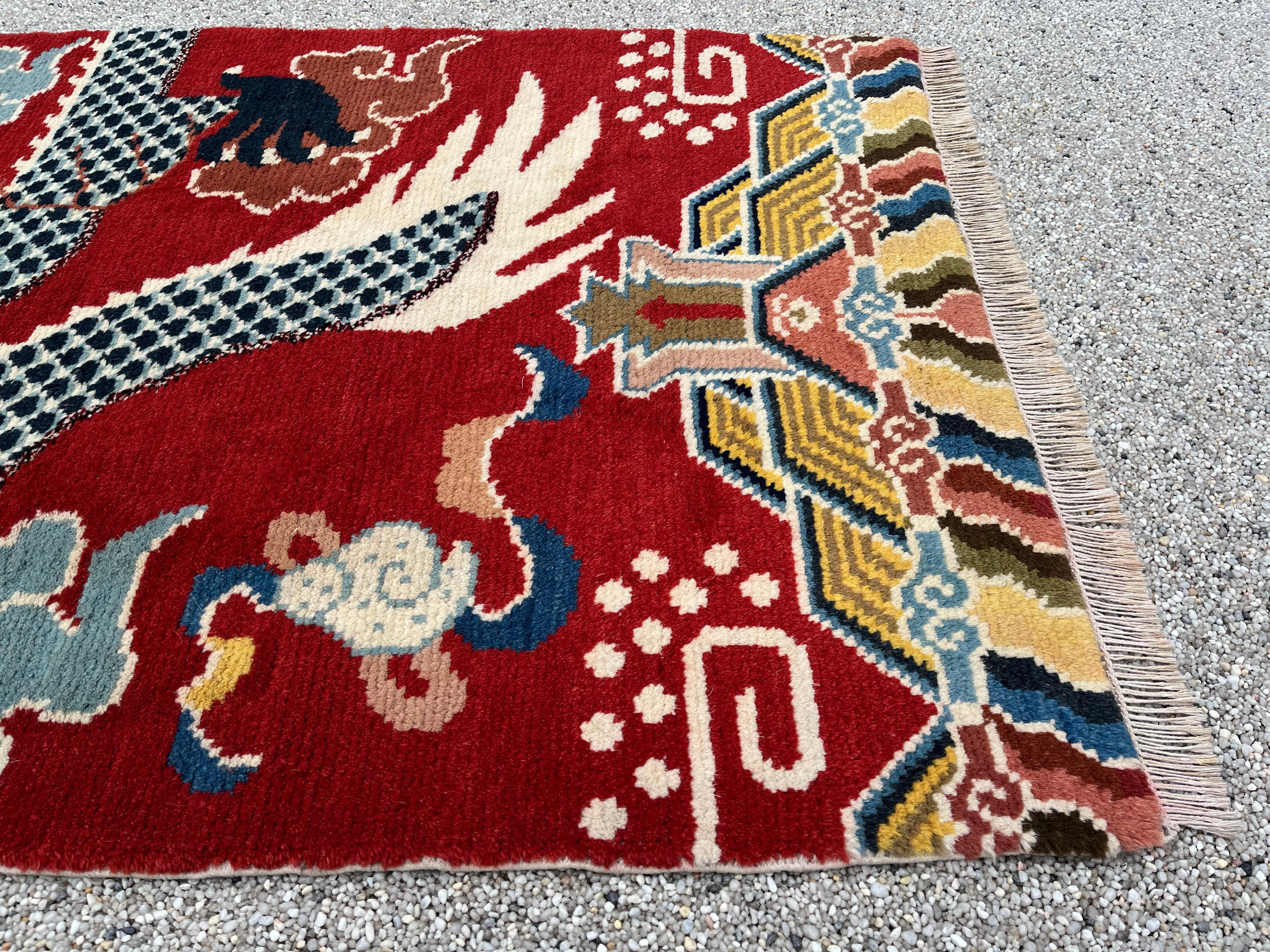 20th Century Ningxia, Dragon Rug Five Claws, 19th Century For Sale