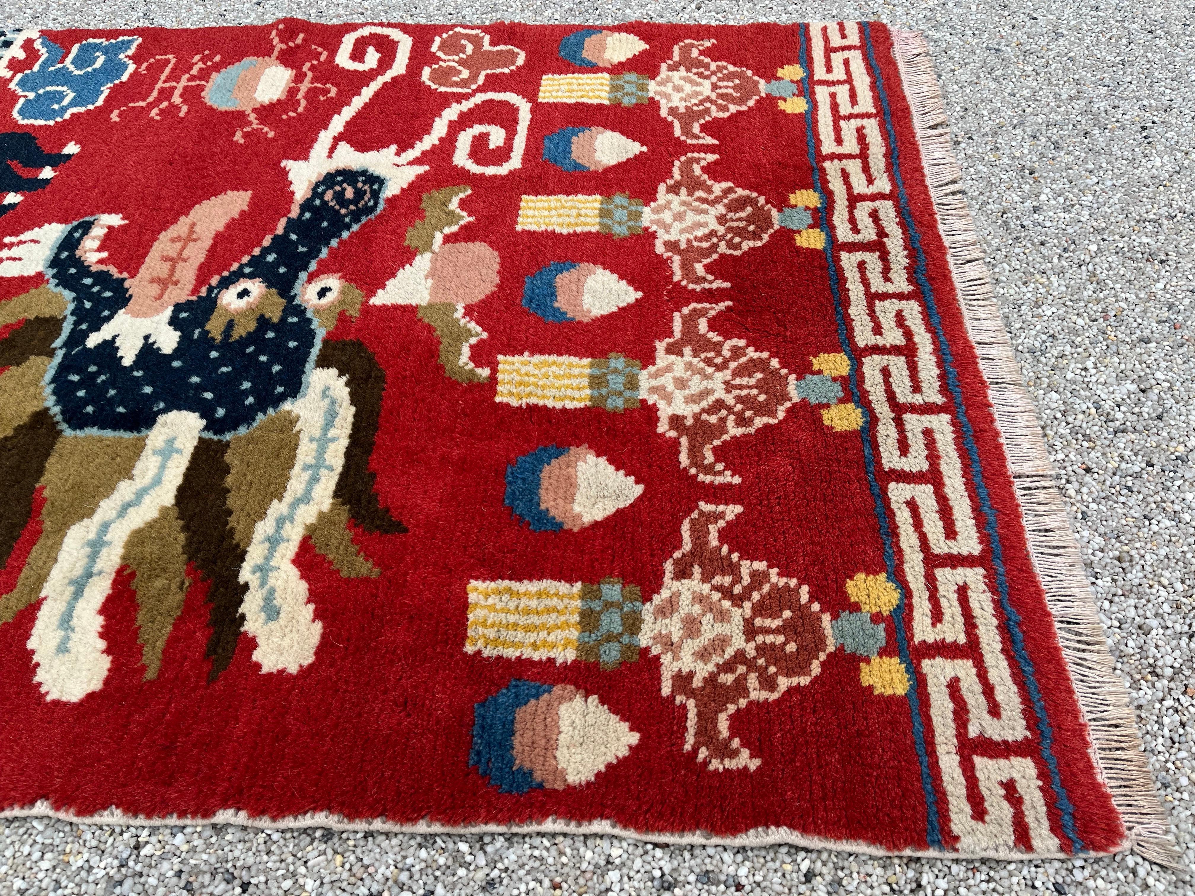 Wool Ningxia, Dragon Rug Five Claws, 19th Century For Sale