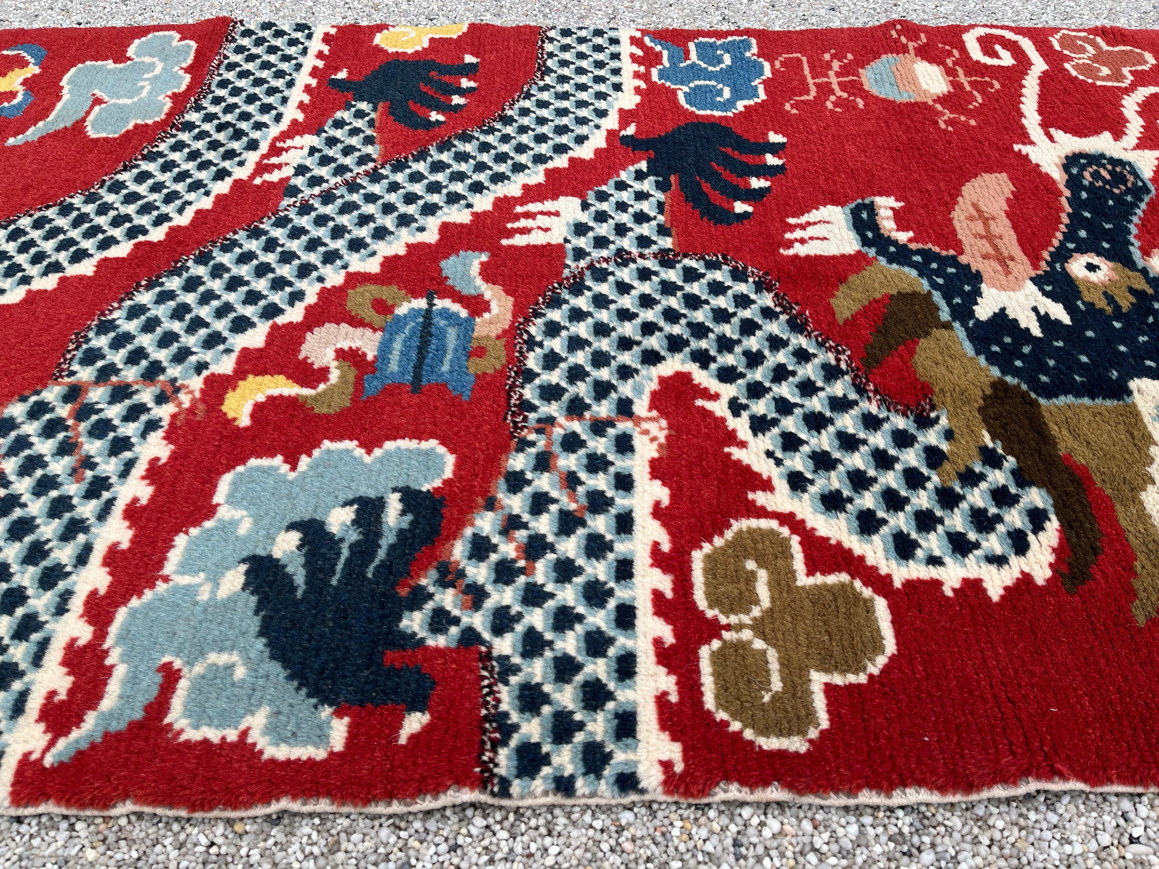 Ningxia, Dragon Rug Five Claws, 19th Century For Sale 1
