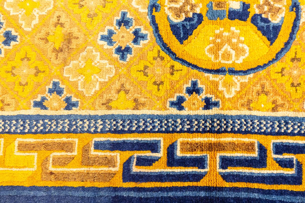 19th Century Ningxia Rug Golden Yellow For Sale