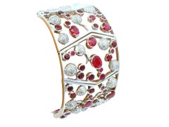 Nini 18K White Gold 20Ct Burma Rubies & 3.5 Ct Diamond Bracelet
