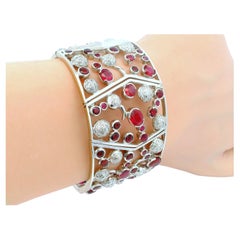 Nini Pulsera de oro blanco de 18 quilates con 20 rubíes de Birmania y 3,5 quilates de diamantes