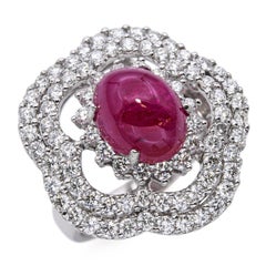 Nini 18k White Gold 5.51ct Ruby and 1.65tcw VS1 E-F Diamond Statement Ring