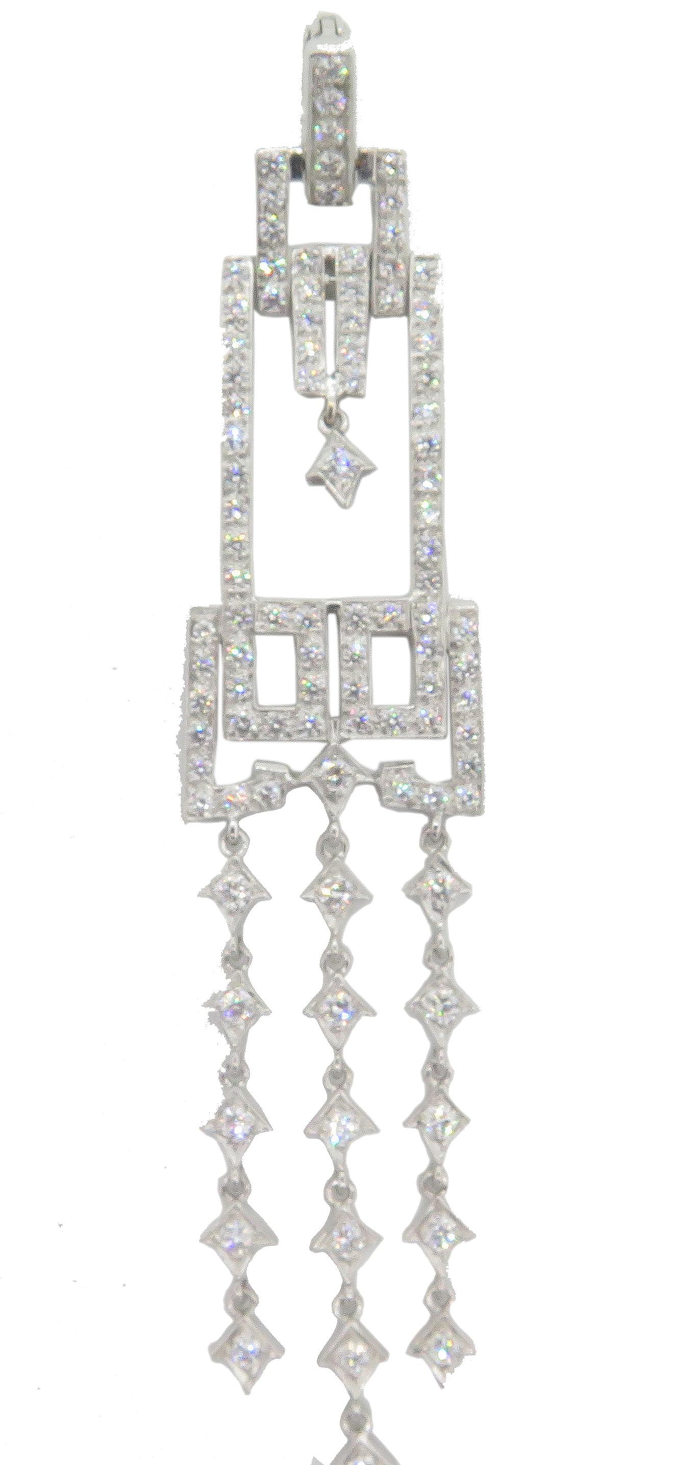 Round Cut NINI 18 Karat White Gold Diamond Art Deco Pendant