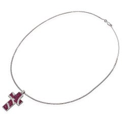 Nini Collection 18k White Gold Ruby and Diamond Cross Pendant