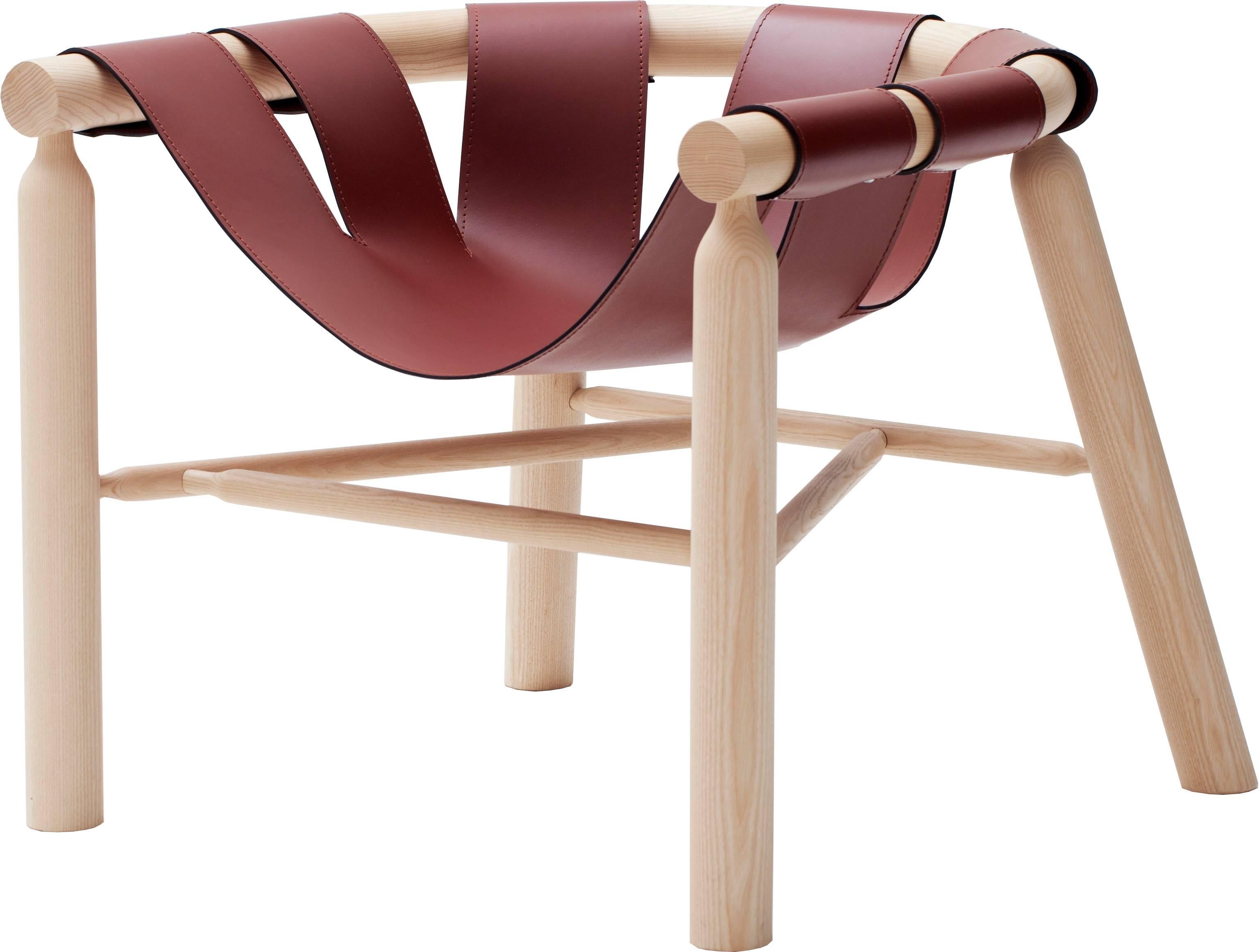 Modern Ninna Armchair by Carlo Contin with Ashwood and Leather Suspended Seat For Sale