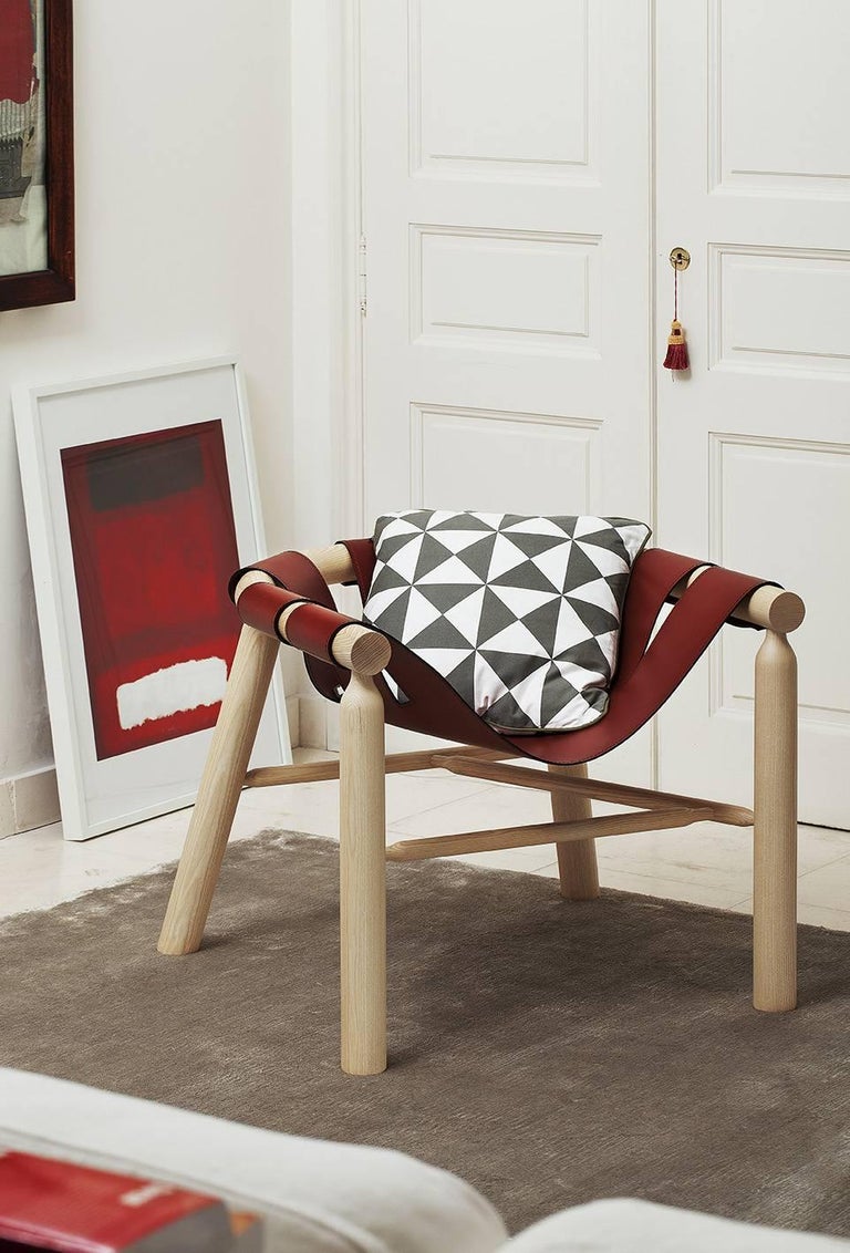 Ninna Armchair by Carlo Contin with Ashwood and Leather Suspended Seat For Sale at 1stdibs