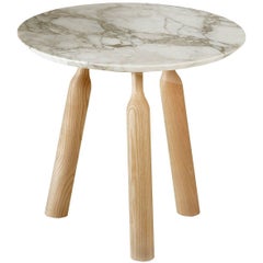 Ninna Side Round Table by Carlo Contin with Ashwood and Marble Top