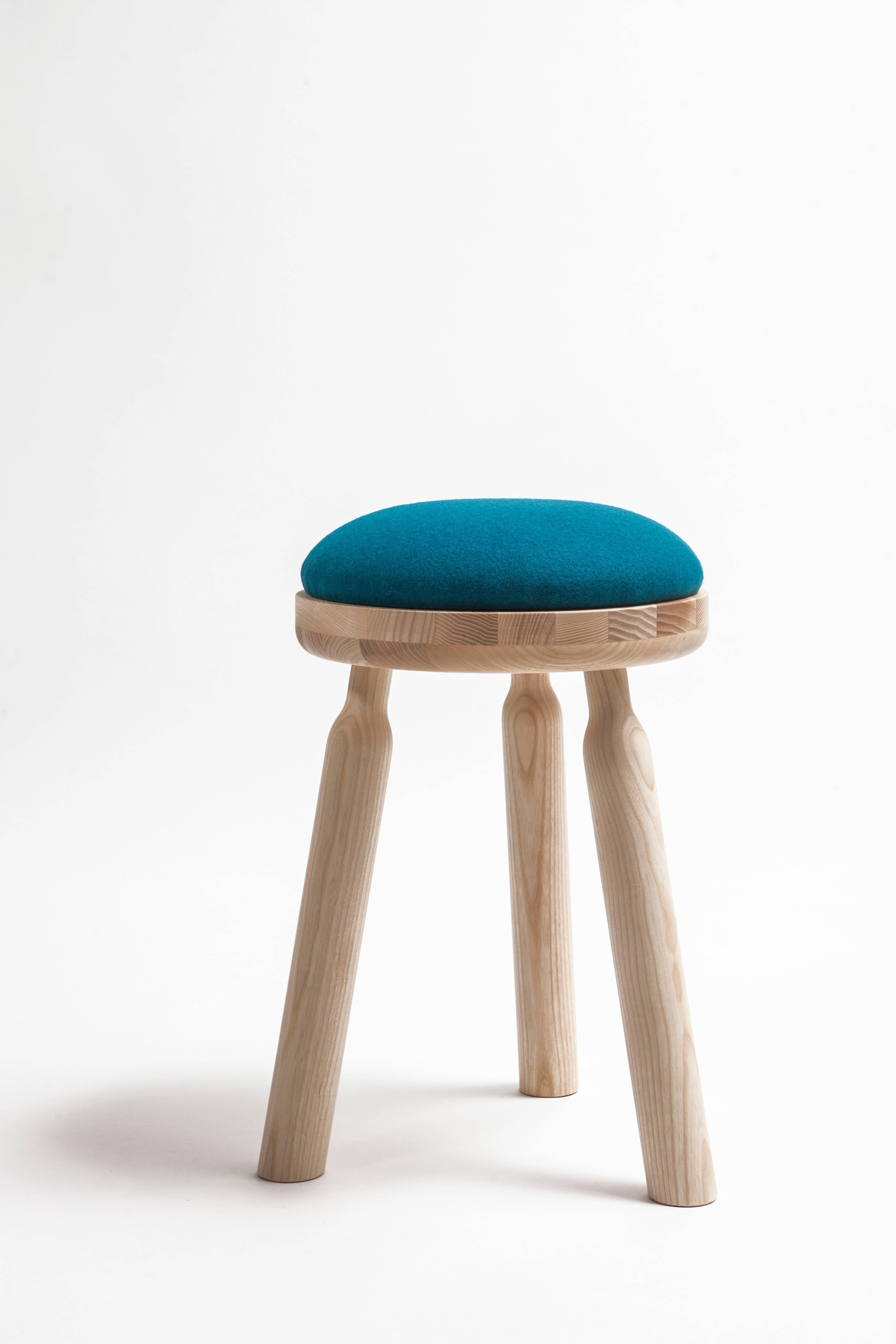 Modern Ninna Stool by Carlo Contin with Ashwood and Wool Fabrics For Sale