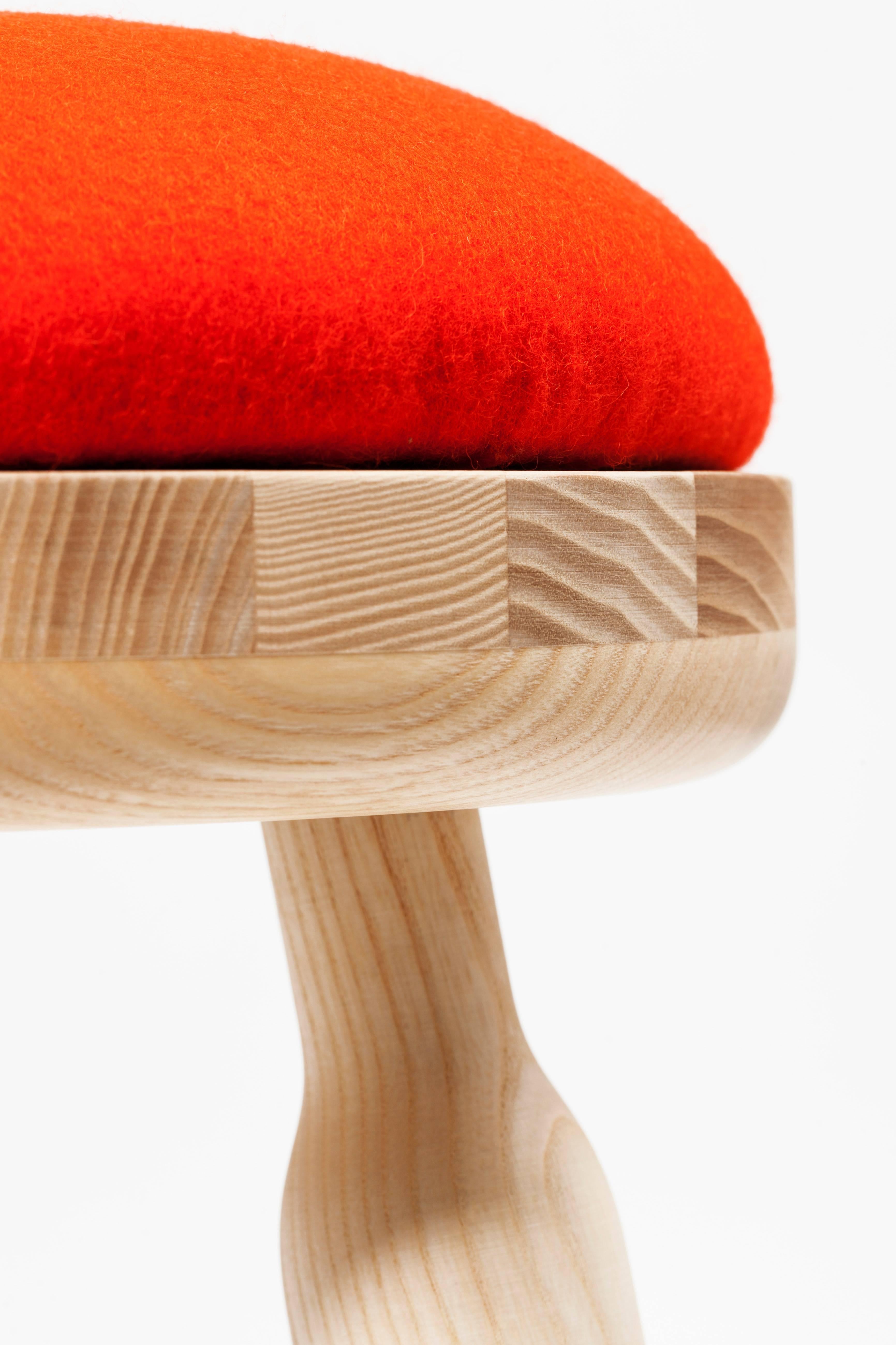 Contemporary Ninna Stool by Carlo Contin with Ashwood and Wool Fabrics For Sale