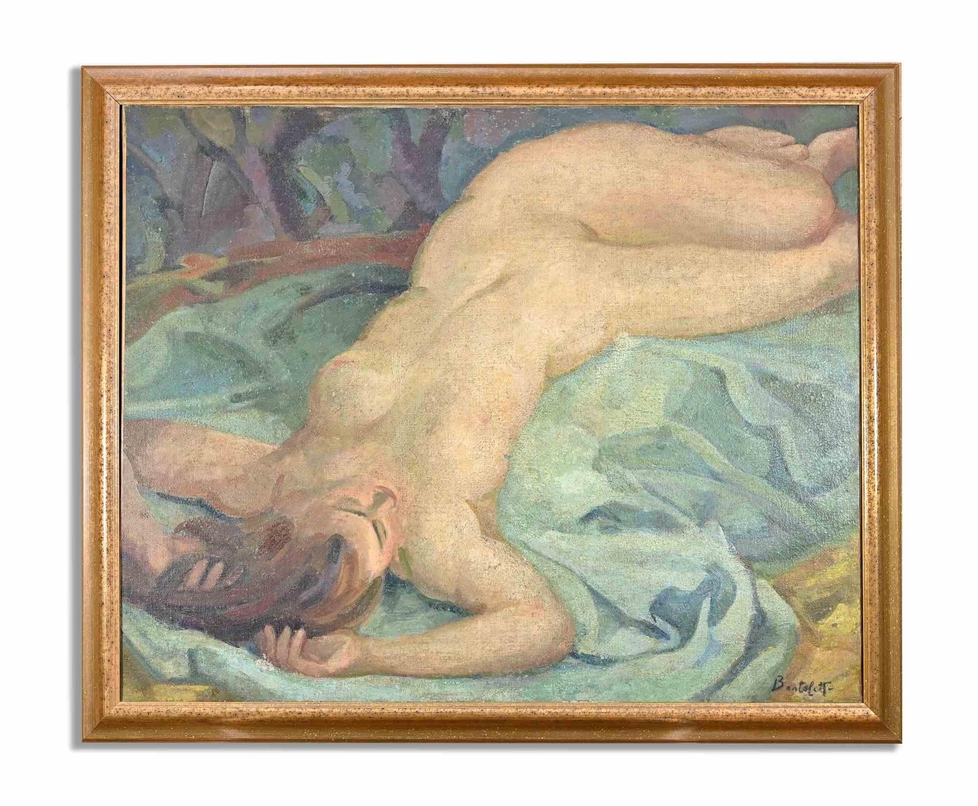 Lying Woman est une œuvre d'art moderne originale réalisée par l'artiste Nino Bertoletti entre 1930 et 1940.

Huile de couleur mélangée sur toile.

Signé par l'artiste dans la marge inférieure.

Nino Bertoletti (Rome, 26 octobre 1889 - Rome, 24