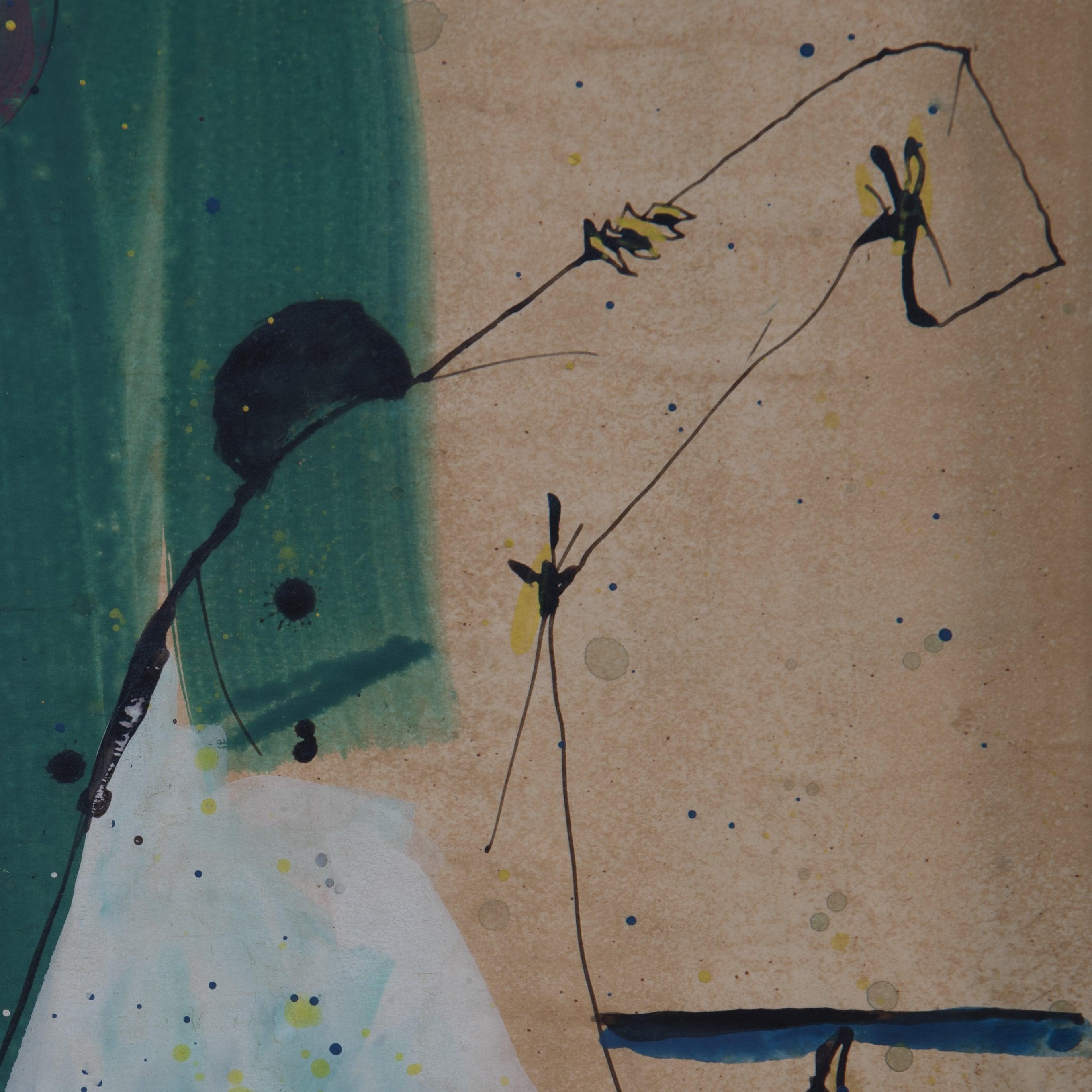 1960s Italian Signed  Abstract Painting For Sale 1