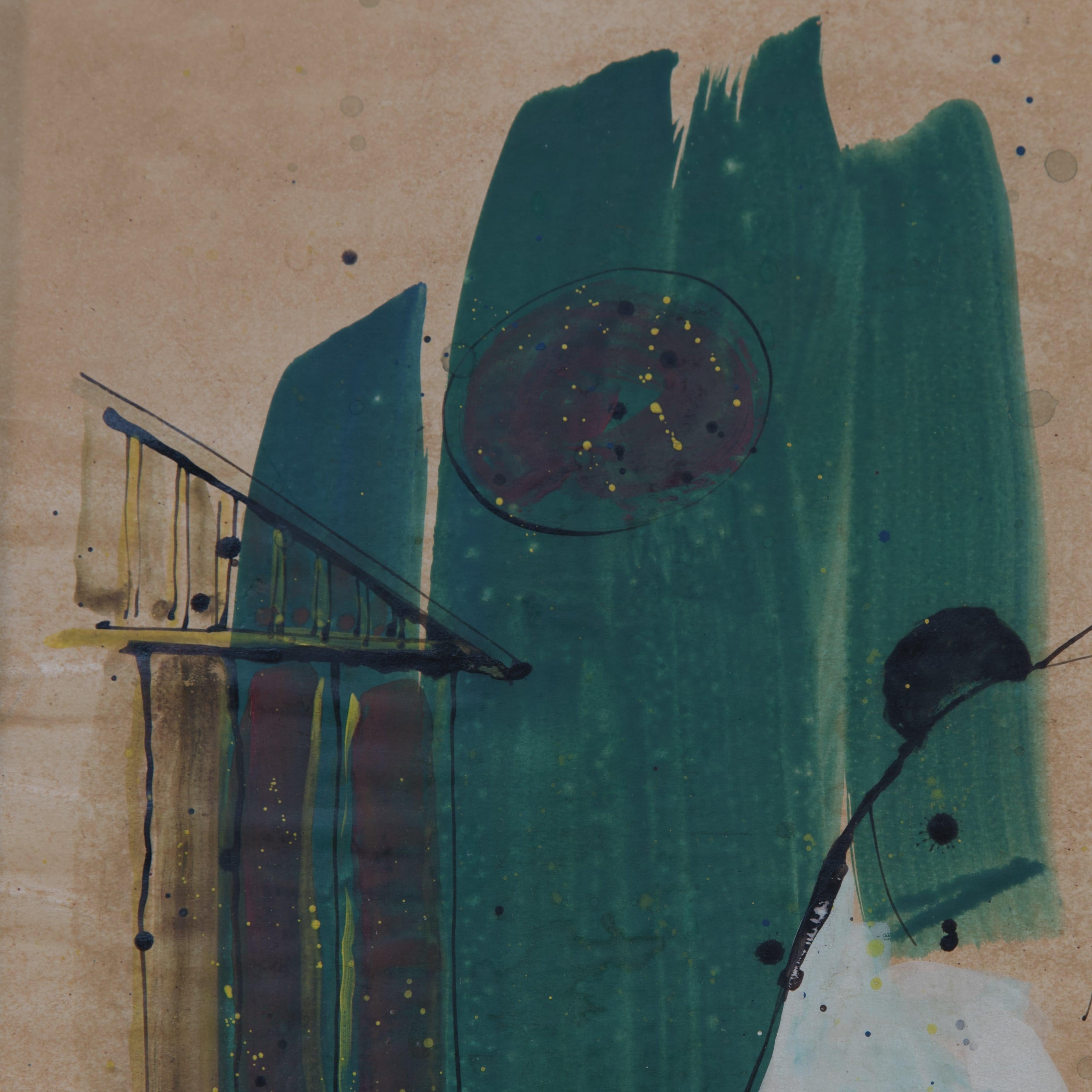 1960s Italian Signed  Abstract Painting For Sale 3