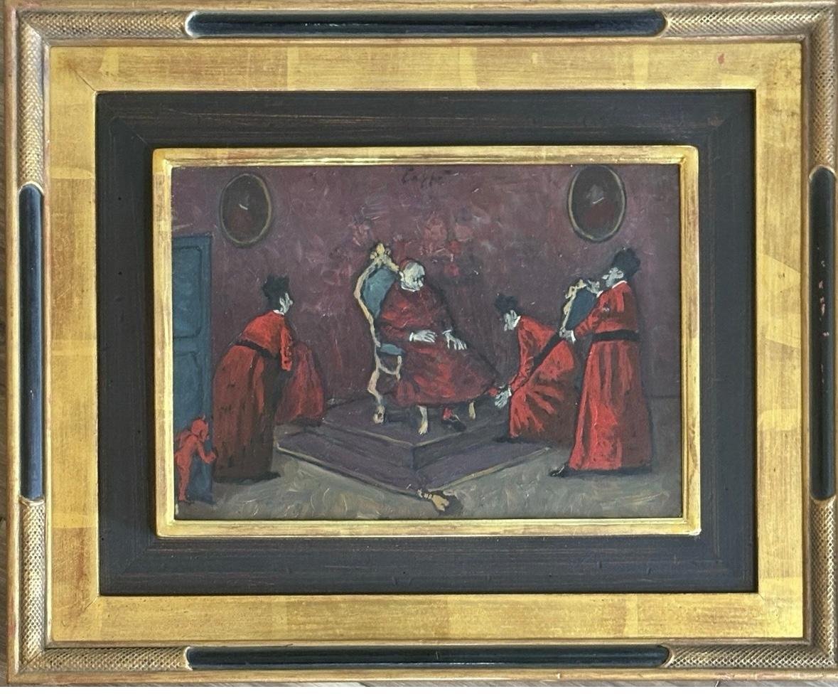 Nino Caffè Figurative Painting - “Babucce Rosse”