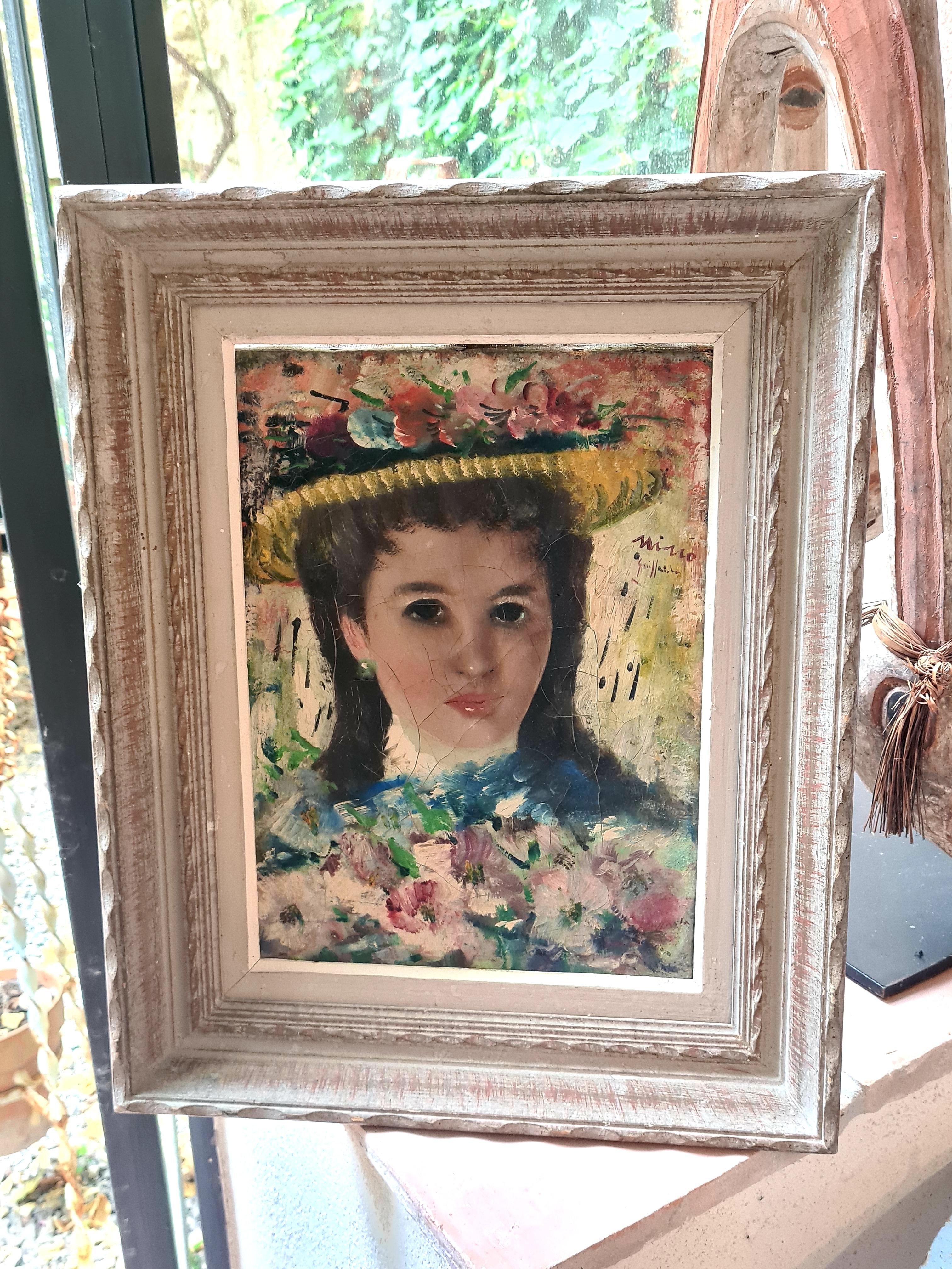 Impressionist Portrait of a Young Girl - Painting by Nino Giuffrida