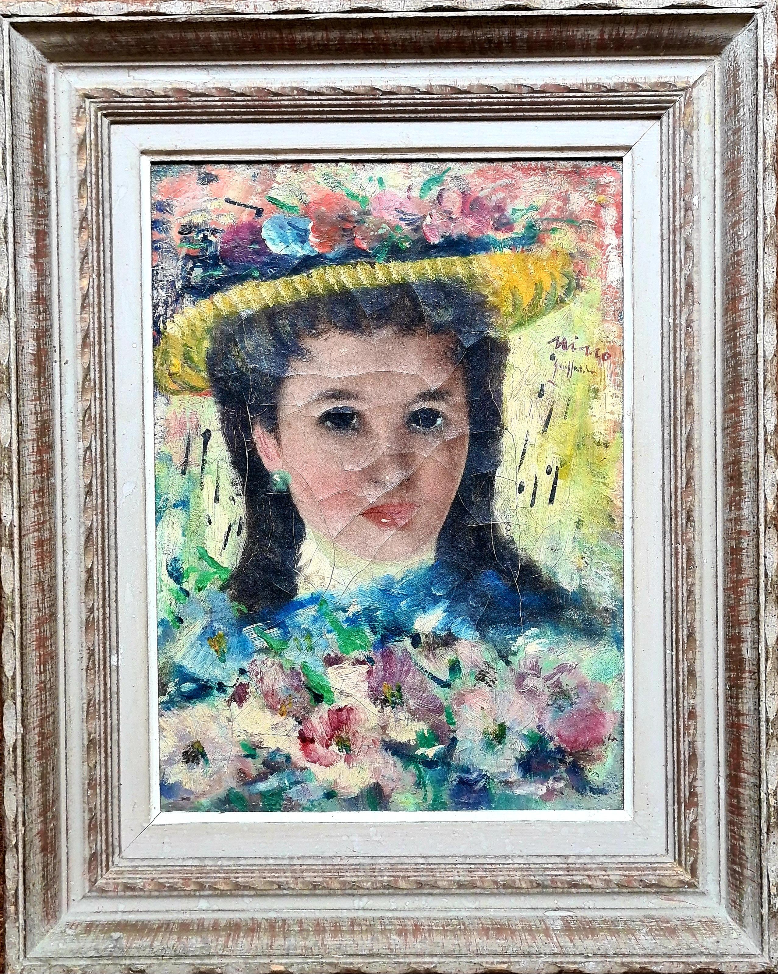 Nino Giuffrida Portrait Painting - Impressionist Portrait of a Young Girl