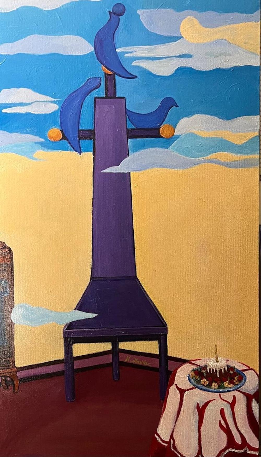 Acrílico sobre lienzo,

Nino Nasidze es un pintor georgiano nacido en 1968 que vive y trabaja en Tiflis, Georgia.

Texto de Ketevan Akhobadze, crítico de arte.

El tiempo cambia constantemente de forma dinámica, junto con las vidas humanas que