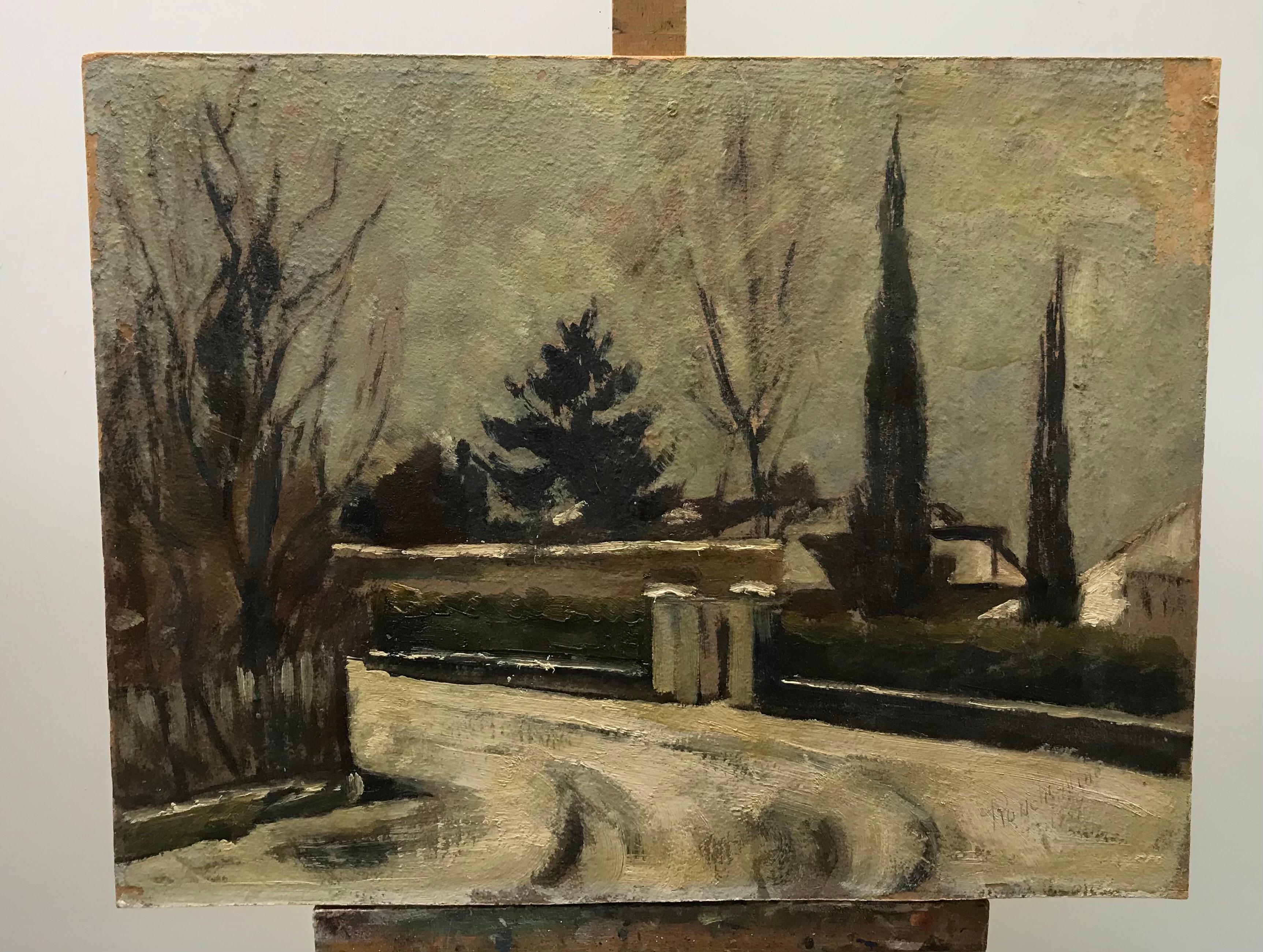 Paesaggio invernale di Nino Ronchi - Olio su tavola 34x43 cm in vendita 1