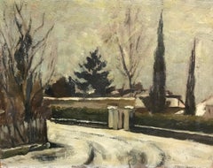 Winter landscape by Nino Ronchi - Oil on wood 34x43 cm