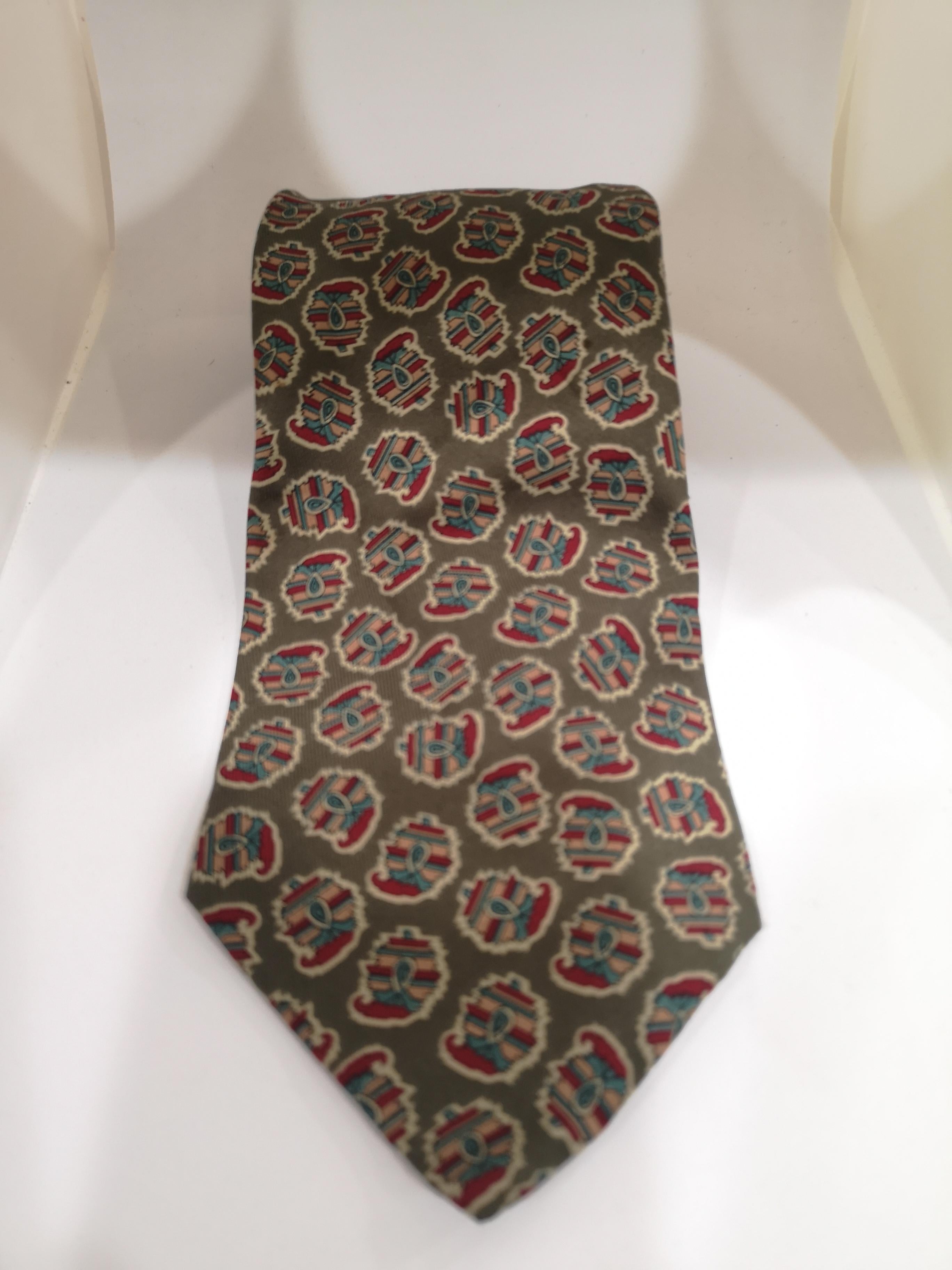 Nino Salzano green silk multicoloured tie In Excellent Condition In Capri, IT