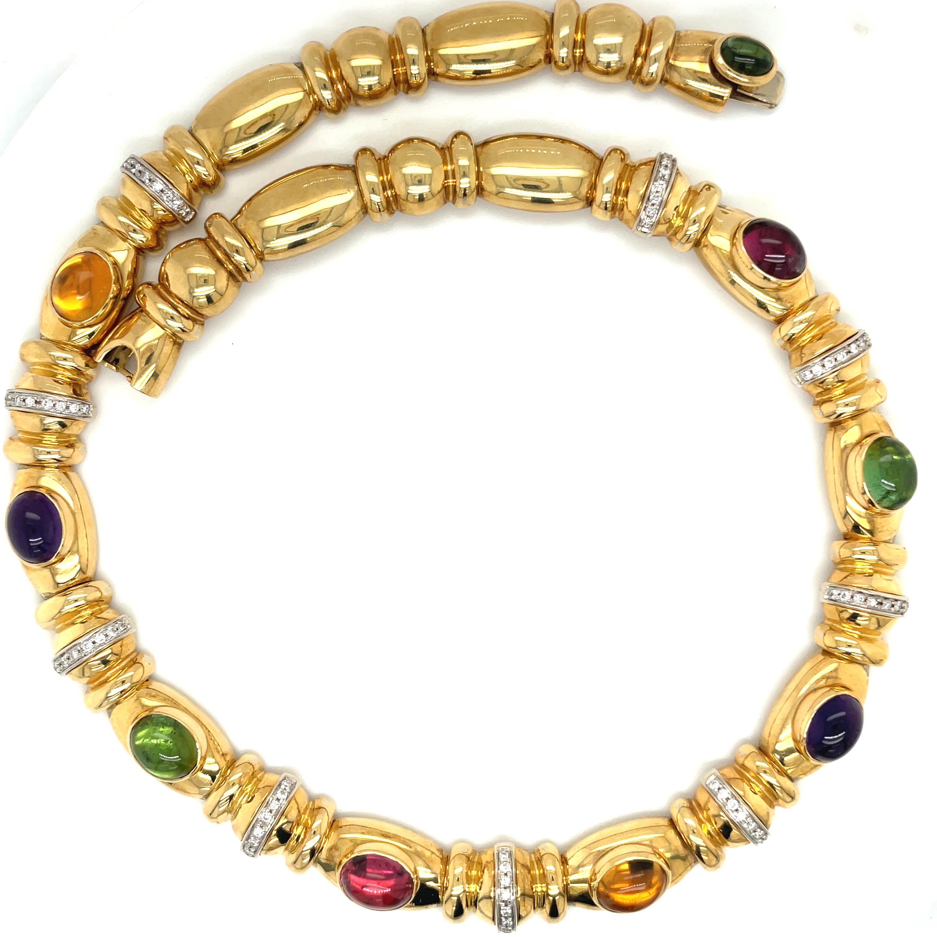 Nino Verita 18kt. Yellow Gold Diamond .90ct. & Cabochon Semi Precious Necklace In New Condition In New York, NY