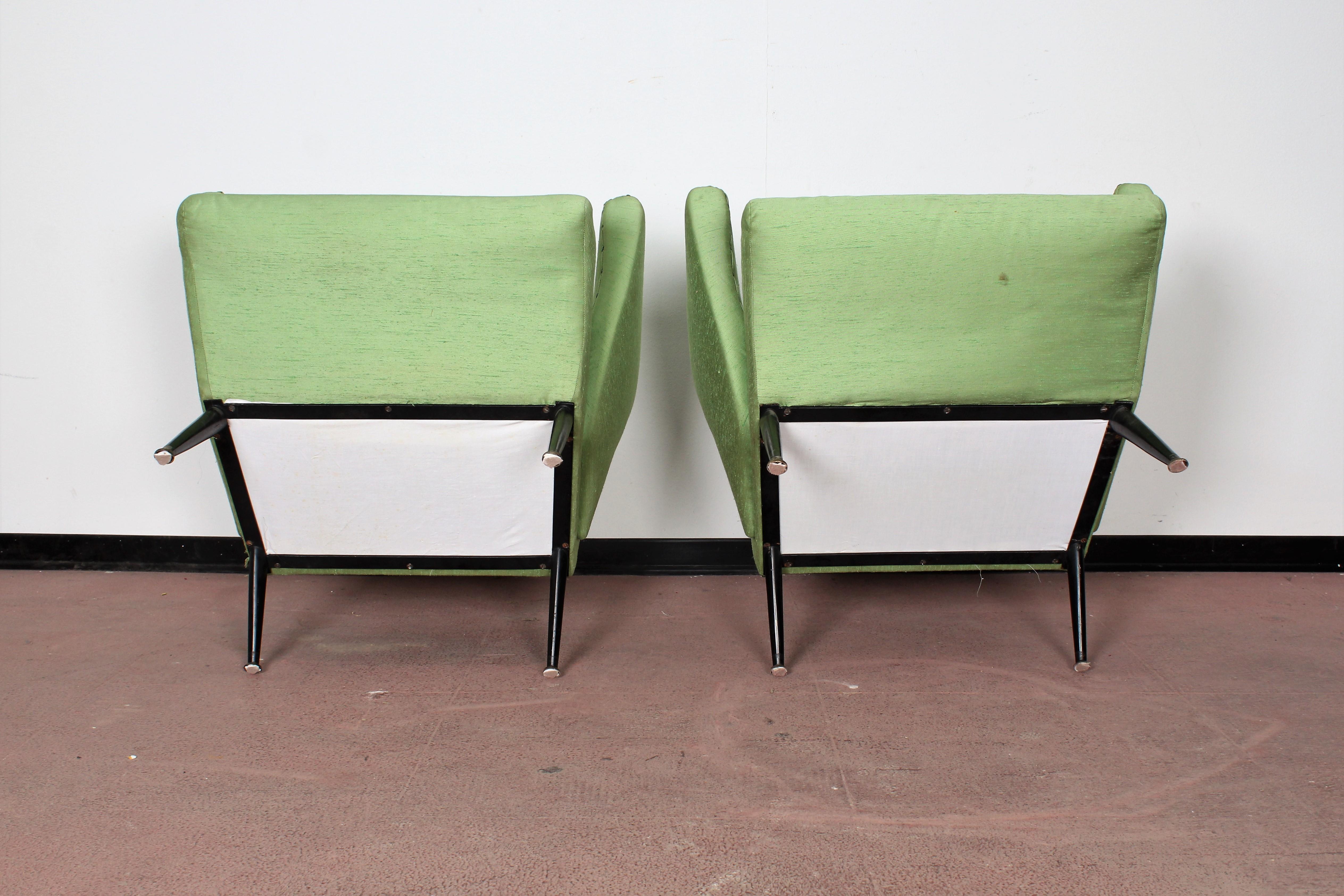 Set of 2 Nino Zoncada  Mid-Century Stylish Armchairs, Italy 50's 11