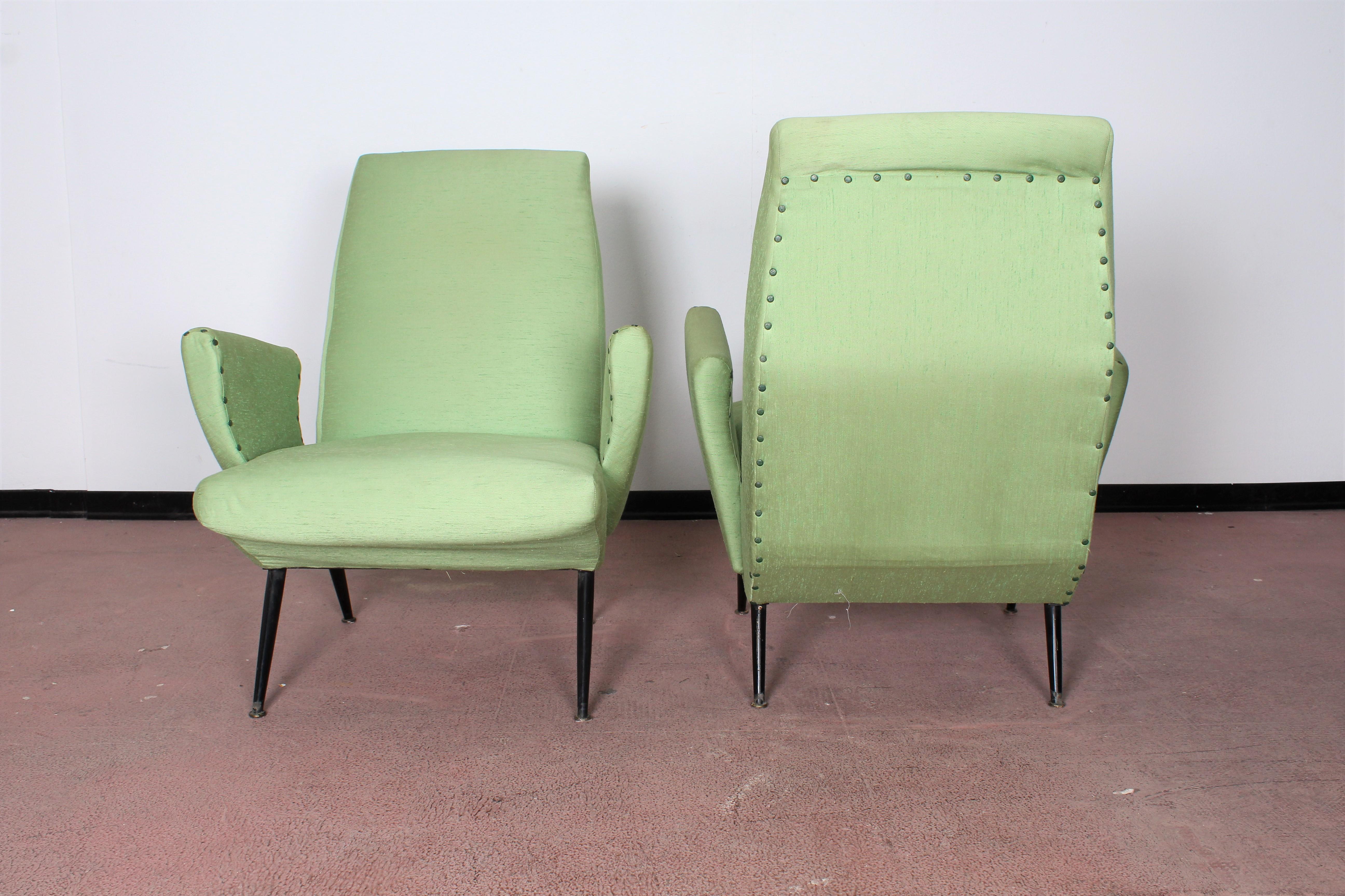 Set of 2 Nino Zoncada  Mid-Century Stylish Armchairs, Italy 50's In Good Condition In Palermo, IT