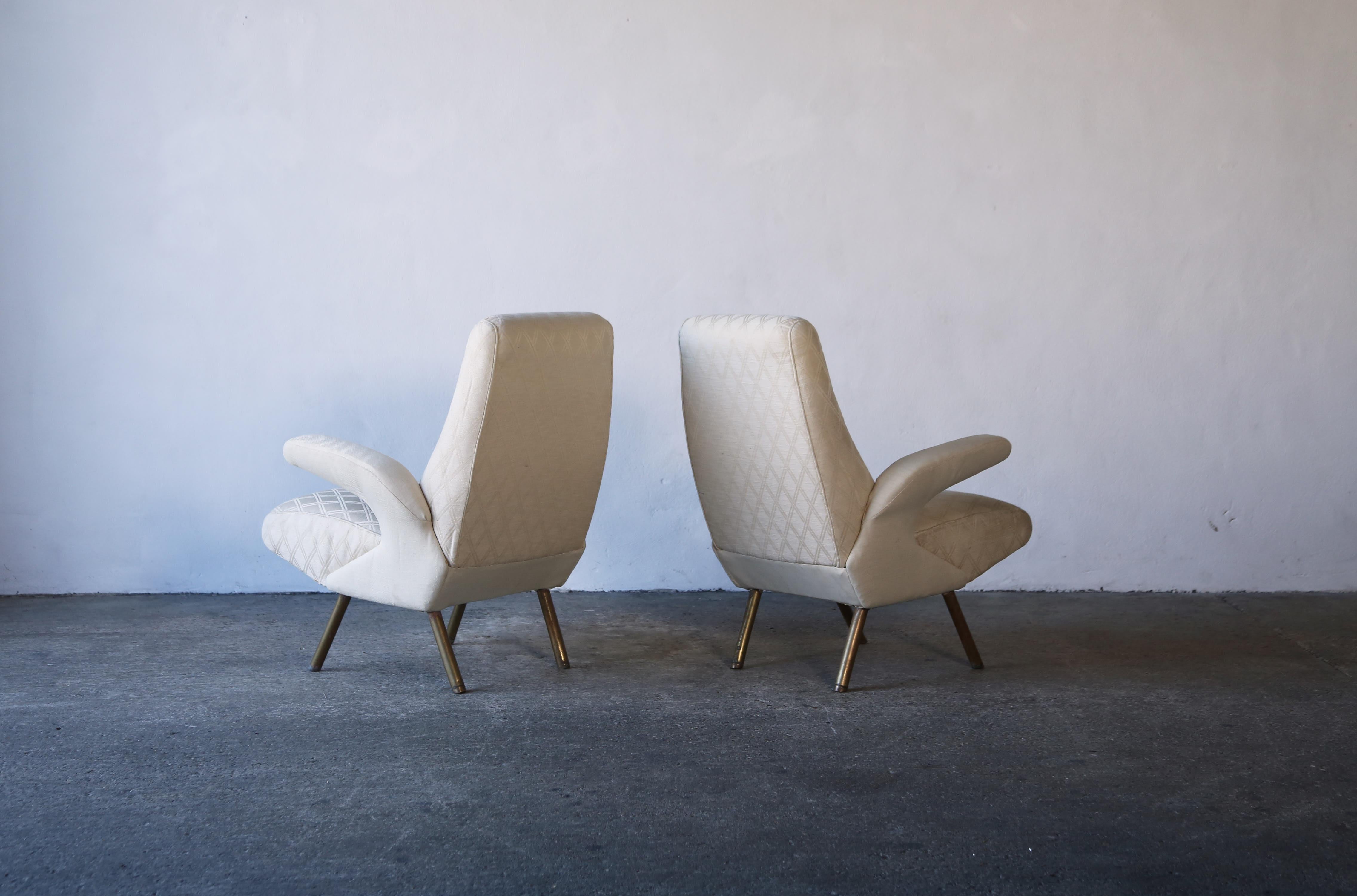 Nino Zoncada Attributed Lounge Chairs, Italy, 1950s, for Reupholstery For Sale 3