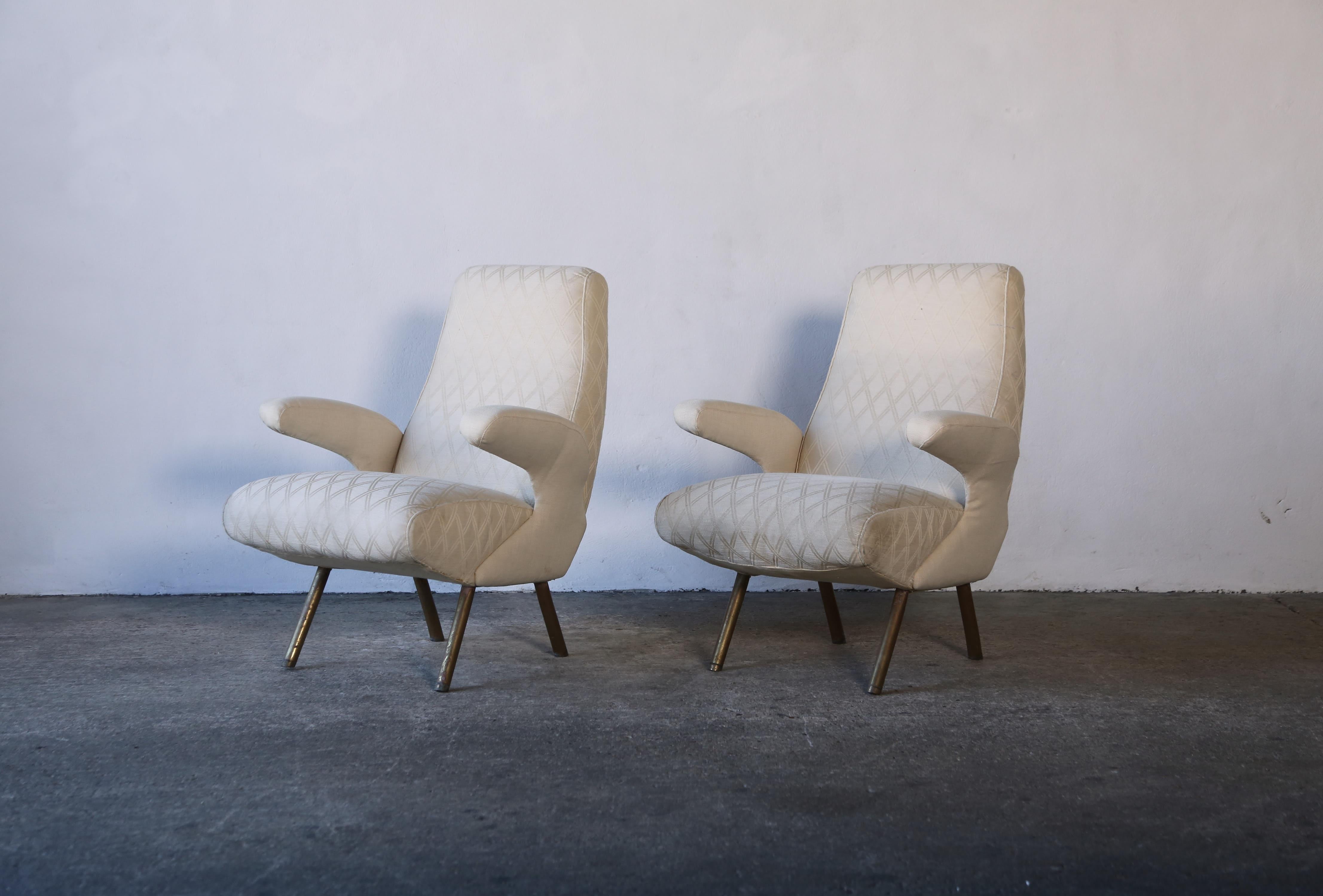 Mid-Century Modern Nino Zoncada Attributed Lounge Chairs, Italy, 1950s, for Reupholstery For Sale
