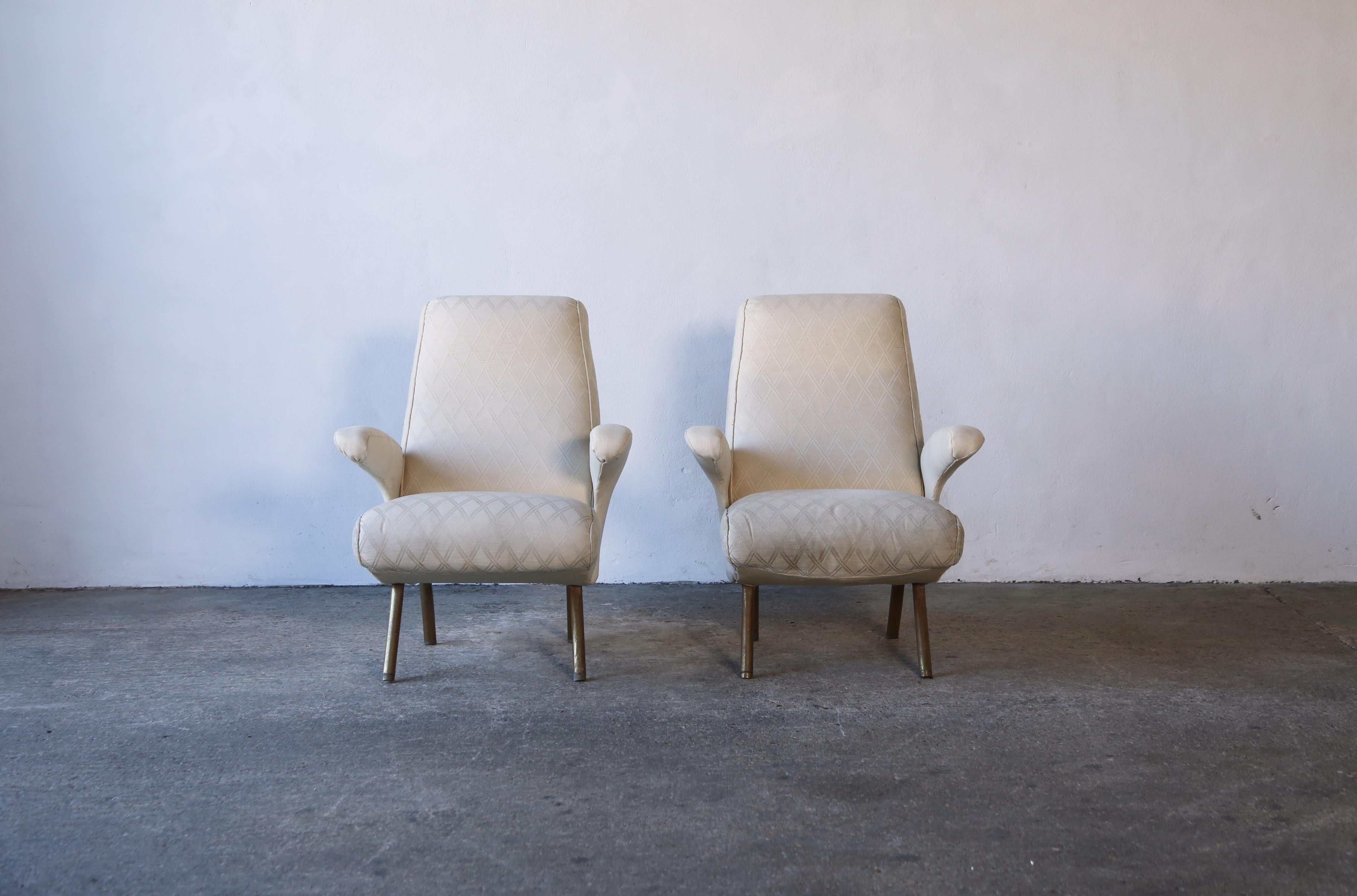 Nino Zoncada Attributed Lounge Chairs, Italy, 1950s, for Reupholstery For Sale 1