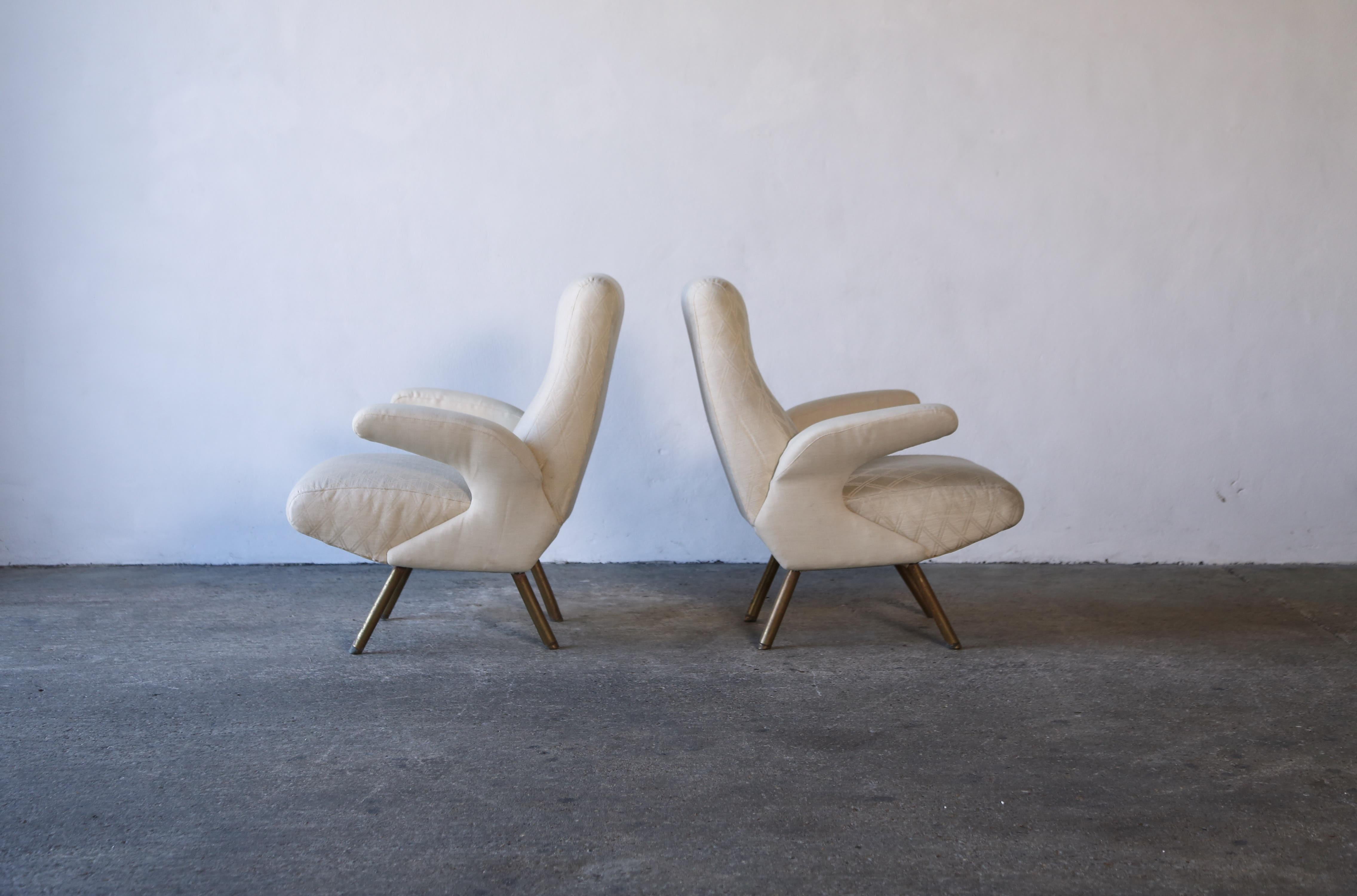 Nino Zoncada Attributed Lounge Chairs, Italy, 1950s, for Reupholstery For Sale 2