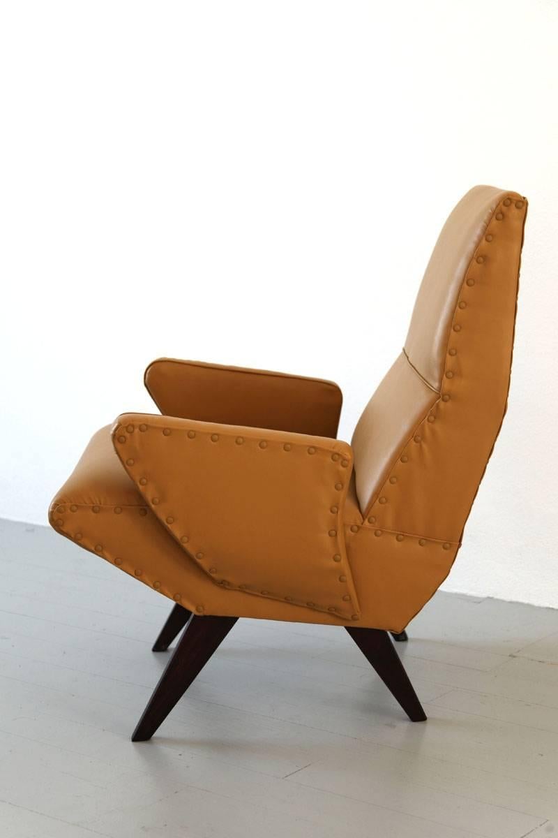 Nino Zoncada Italian Vinyl Leather Armchair, 1950s In Good Condition For Sale In Wolfurt, AT