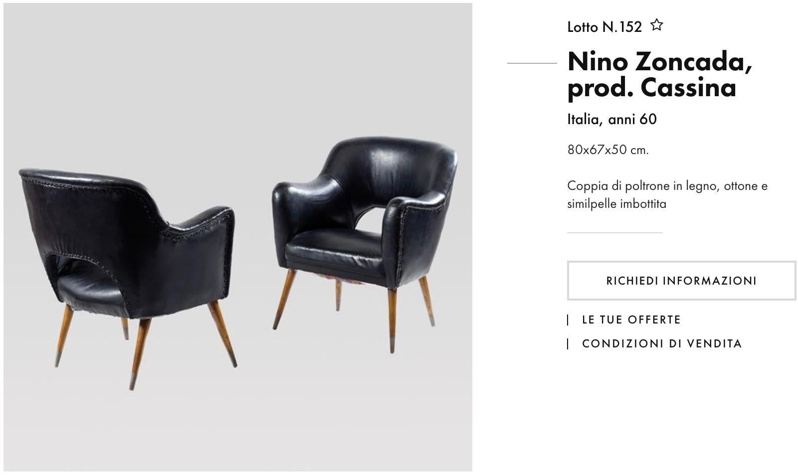 Nino Zoncada Prod. Sessel aus Stoffholz und Messing aus der Mitte des Jahrhunderts von Cassina, 1960 (Moderne der Mitte des Jahrhunderts) im Angebot