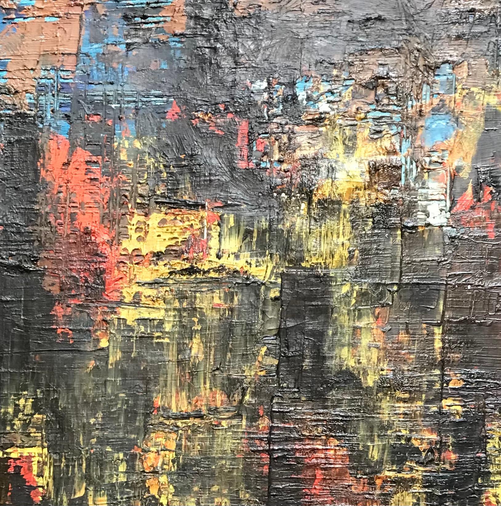 Abstrakte Komposition von Ninon Bourquin - Öl auf Leinwand 60x73 cm im Angebot 3