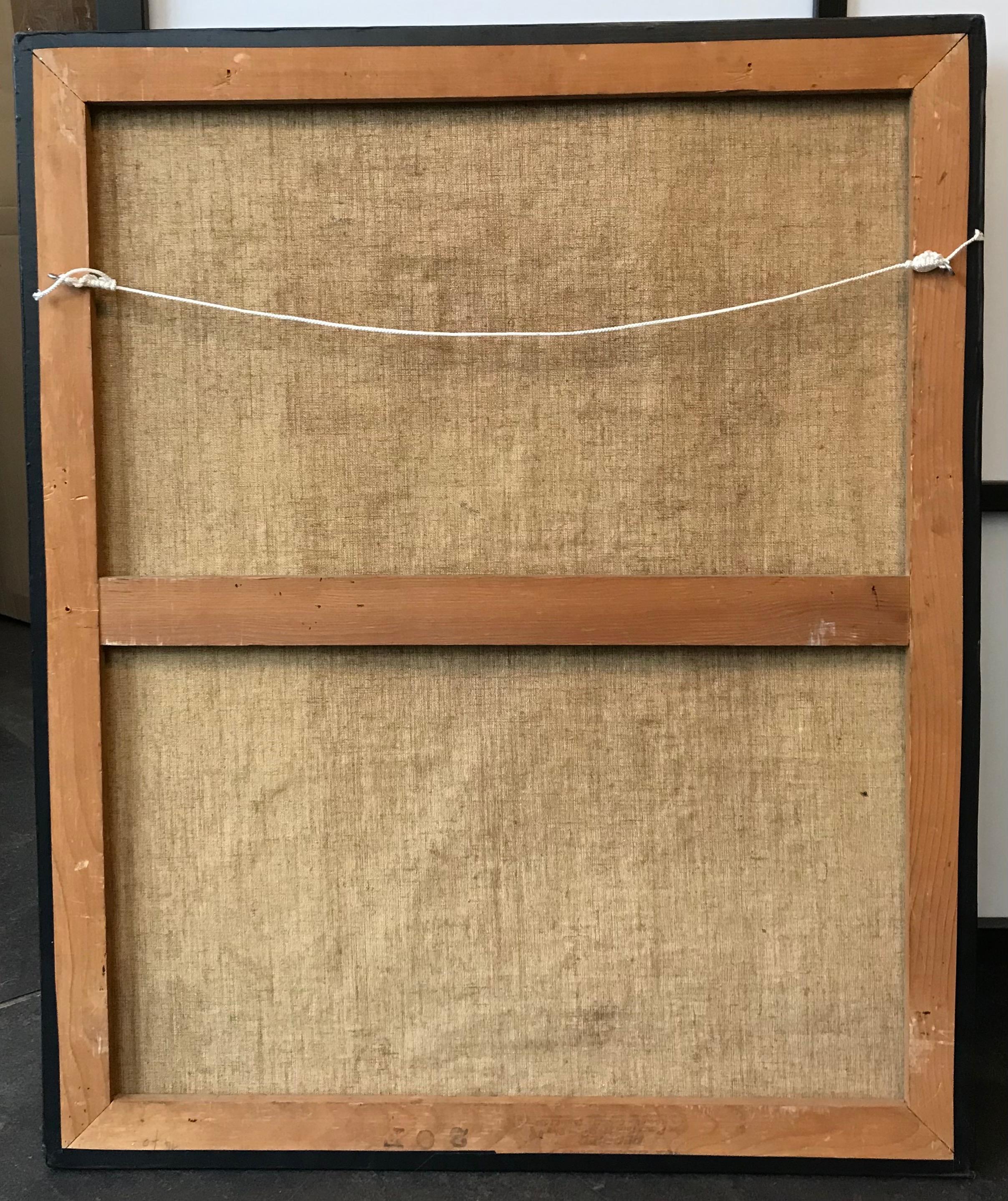 Abstrakte Komposition von Ninon Bourquin - Öl auf Leinwand 60x73 cm im Angebot 5