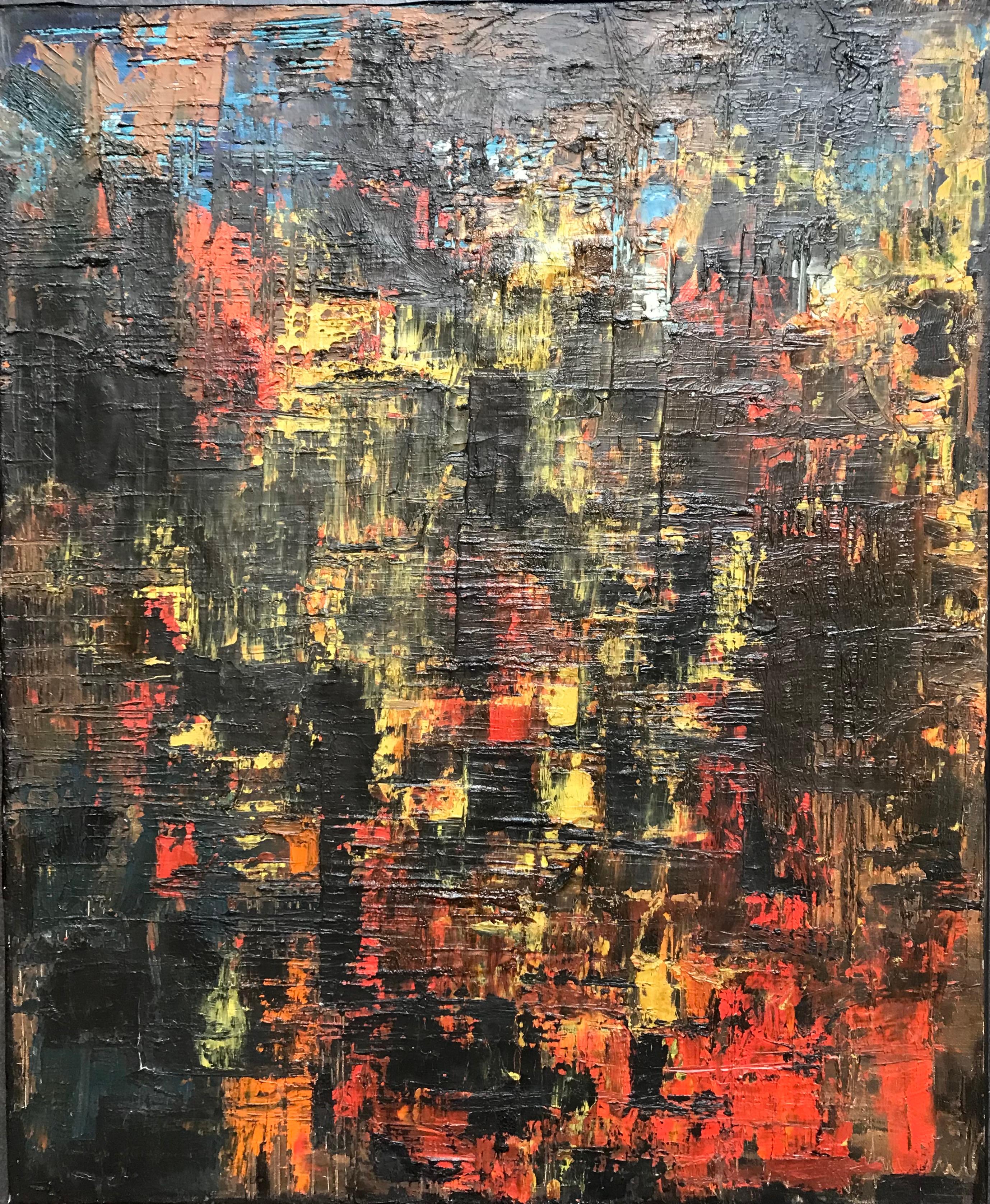 Abstrakte Komposition von Ninon Bourquin - Öl auf Leinwand 60x73 cm