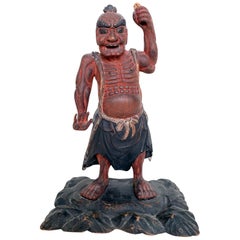 Nio, Guardian of the Buddha Guatama, Polychrome Wood, Japanese, Meiji