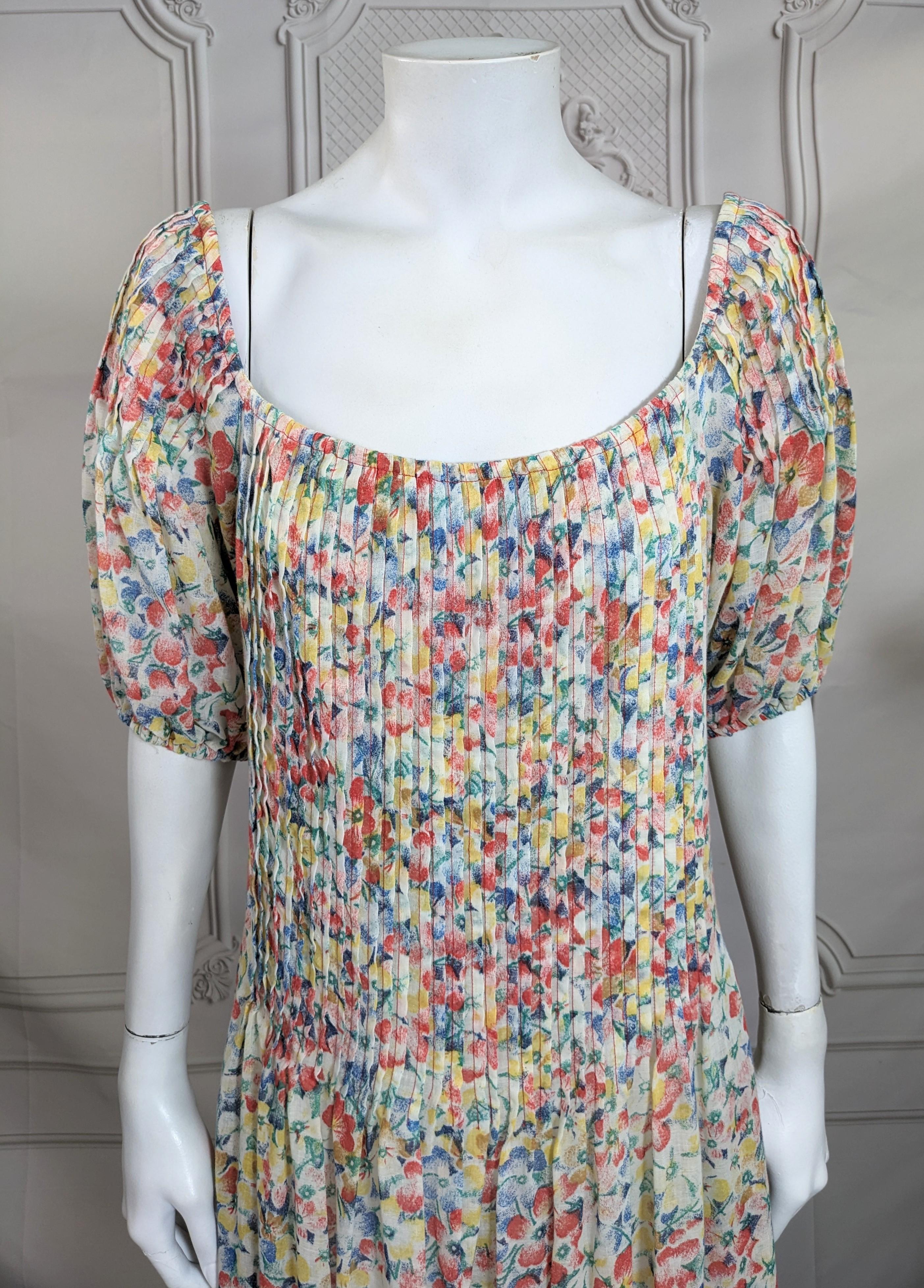 Women's or Men's Nipon Boutique Pin Tucked Floral Dress For Sale