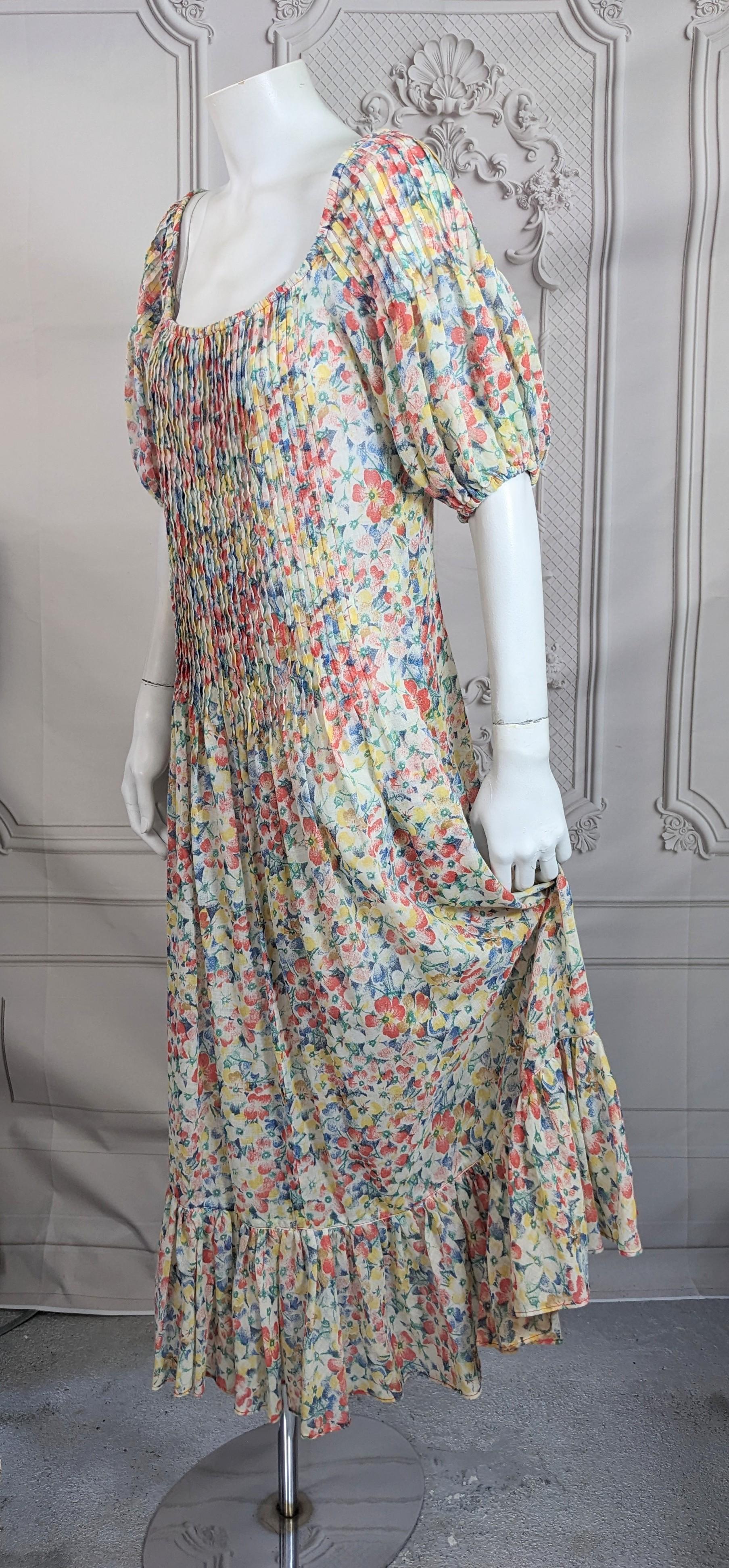 Nipon Boutique Pin Tucked Floral Dress For Sale 1
