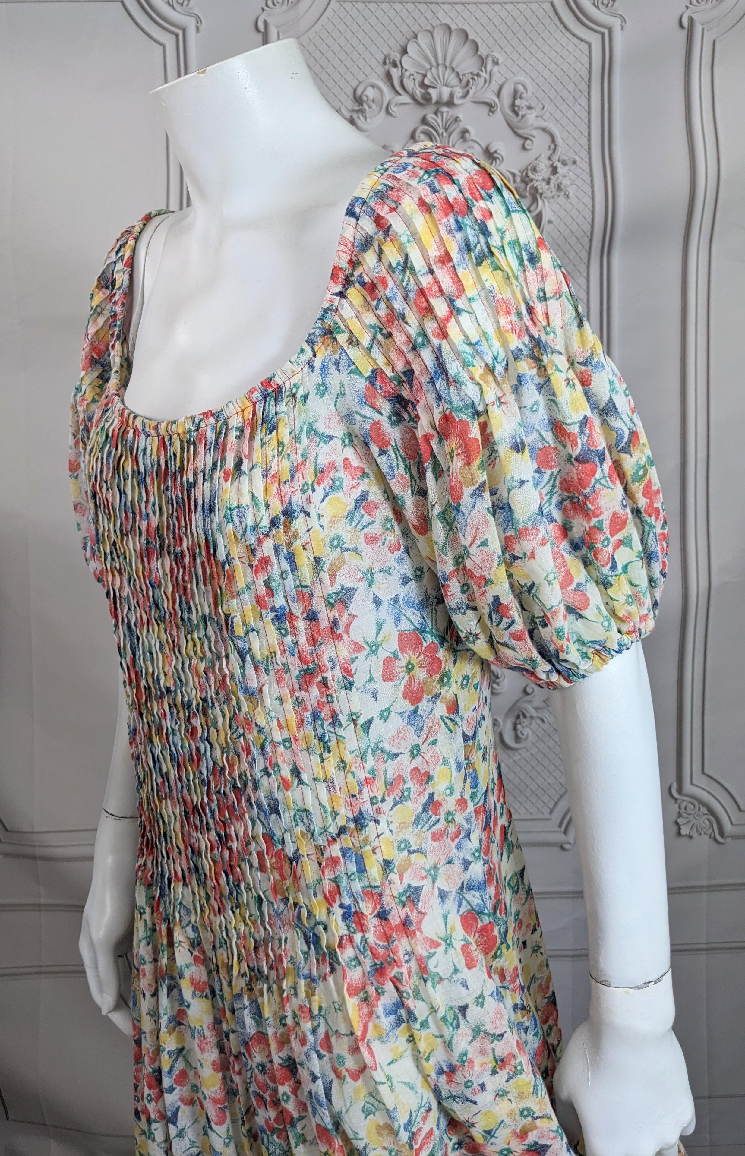 Nipon Boutique Pin Tucked Floral Dress For Sale 2