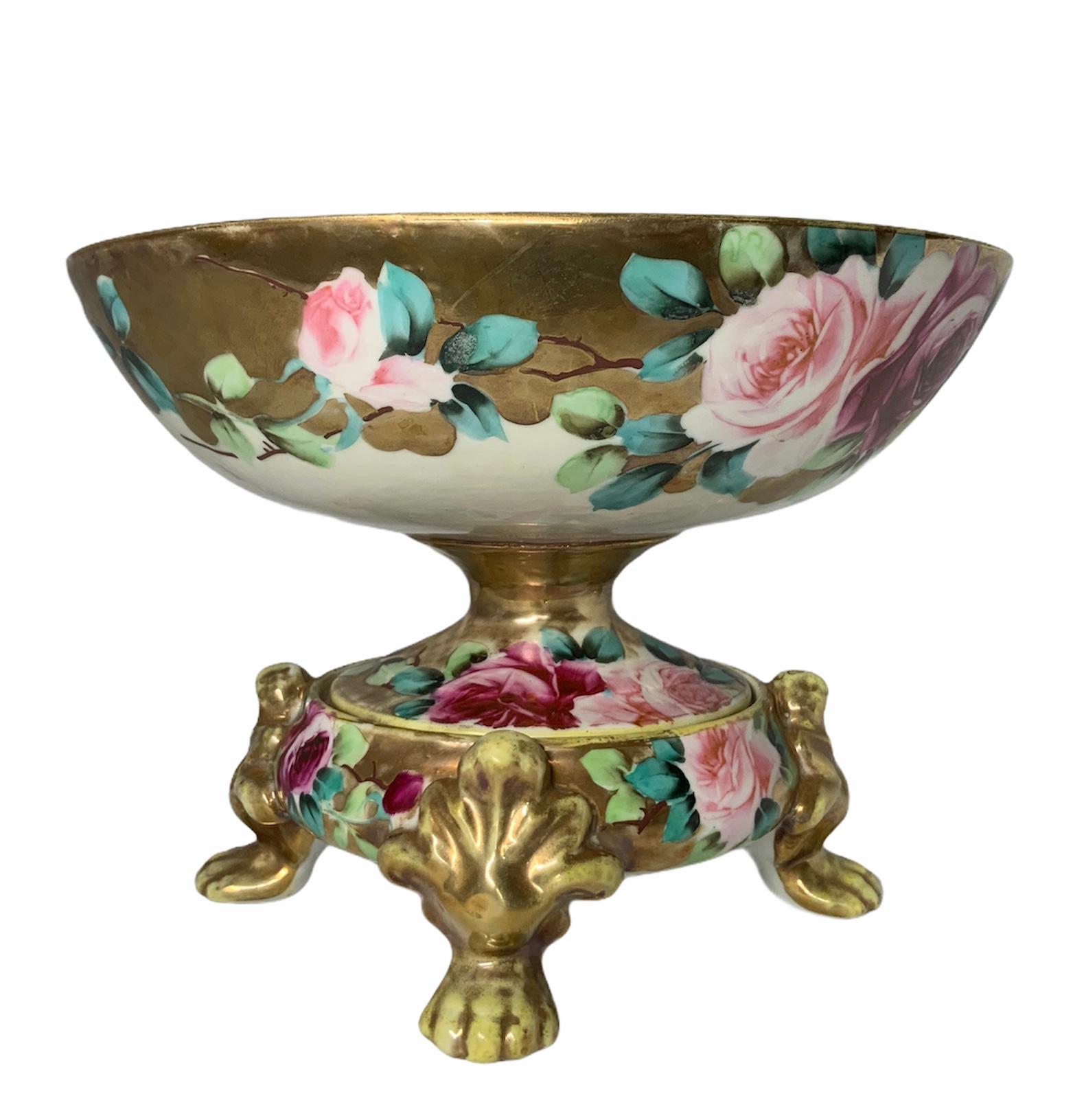 Hand-Painted Nippon Hand Painted Porcelain Bowl Centerpiece
