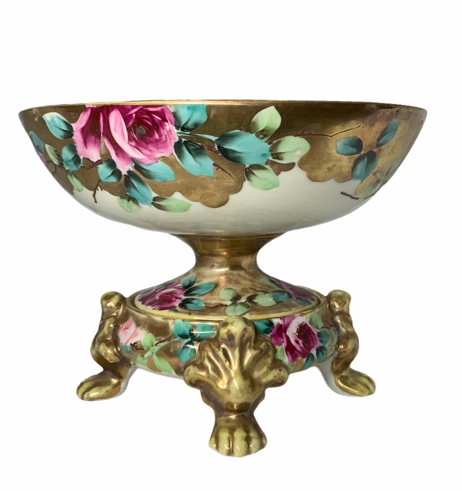 20th Century Nippon Hand Painted Porcelain Bowl Centerpiece